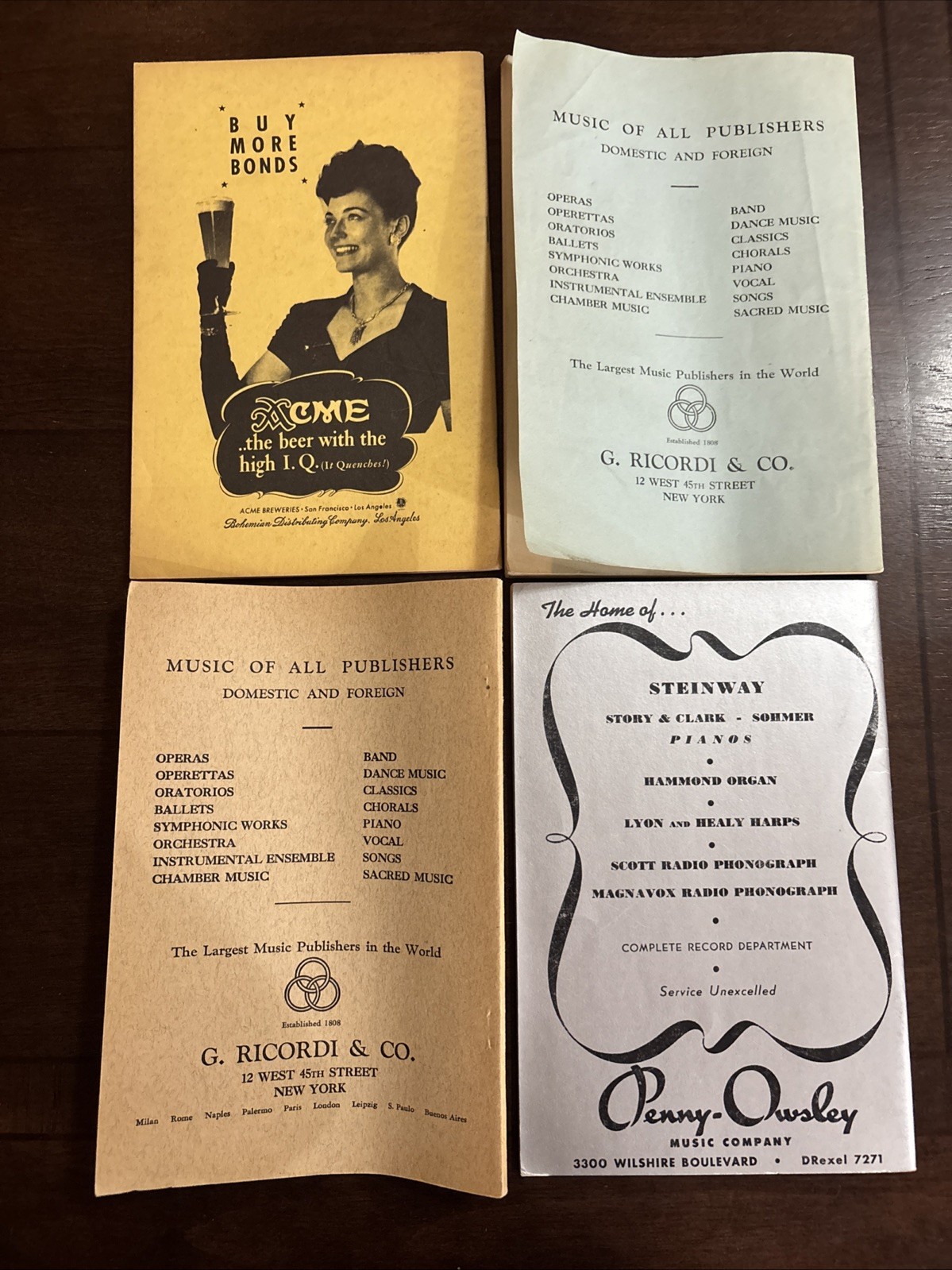 Lot 4 Antique Opera Libretto Programs Pamphlets Madam Butterfly La Boheme PB