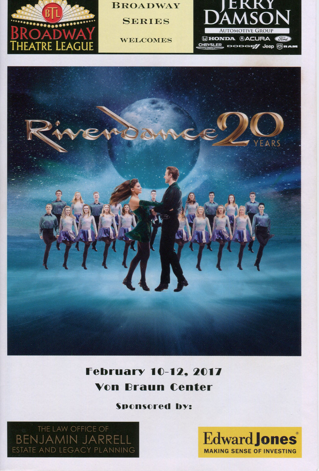Riverdance 20 Years Tour Huntsville Alabama Von Braun Center Playbill Program
