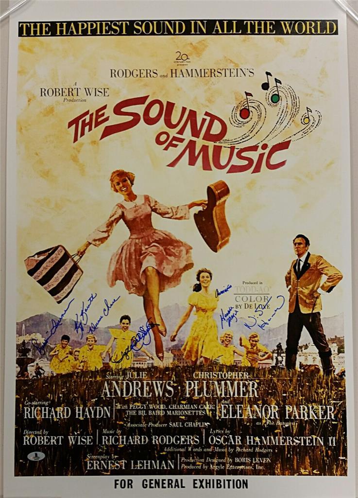 SOUND OF MUSIC Cast Signed 20×30 Photo (7) Movie Poster Autos w/ Beckett BAS COA