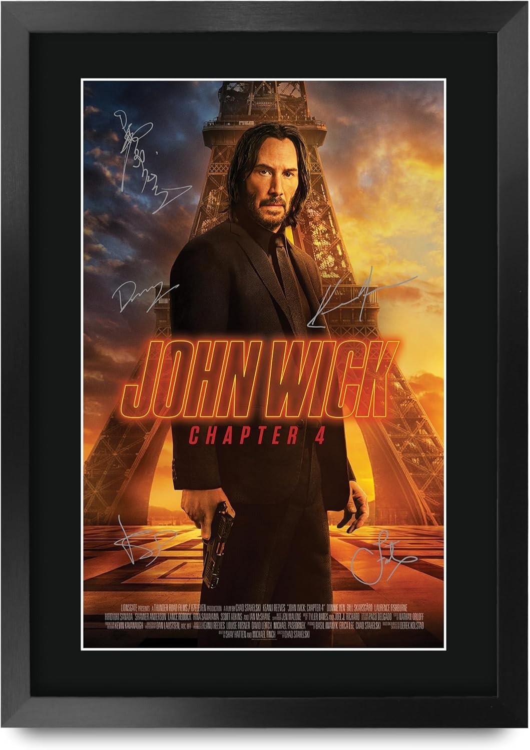 Signed John Wick 4 Poster 16×12 in Framed Movie Memorabilia Gift for Fans