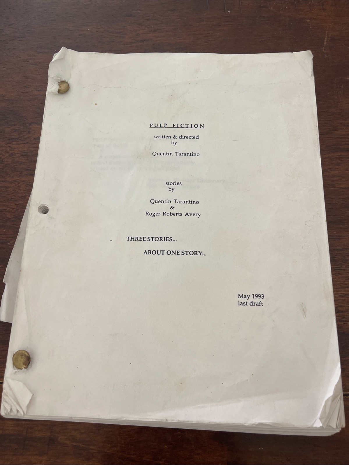 Pulp Fiction Quentin Tarantino & Roger Avery Movie Script Last Draft May 1993