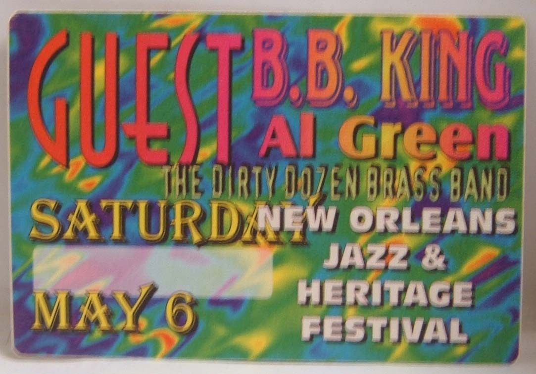 B.B. KING / AL GREEN / DIRTY DOZEN BRASS – ORIGINAL TOUR CLOTH BACKSTAGE PASS