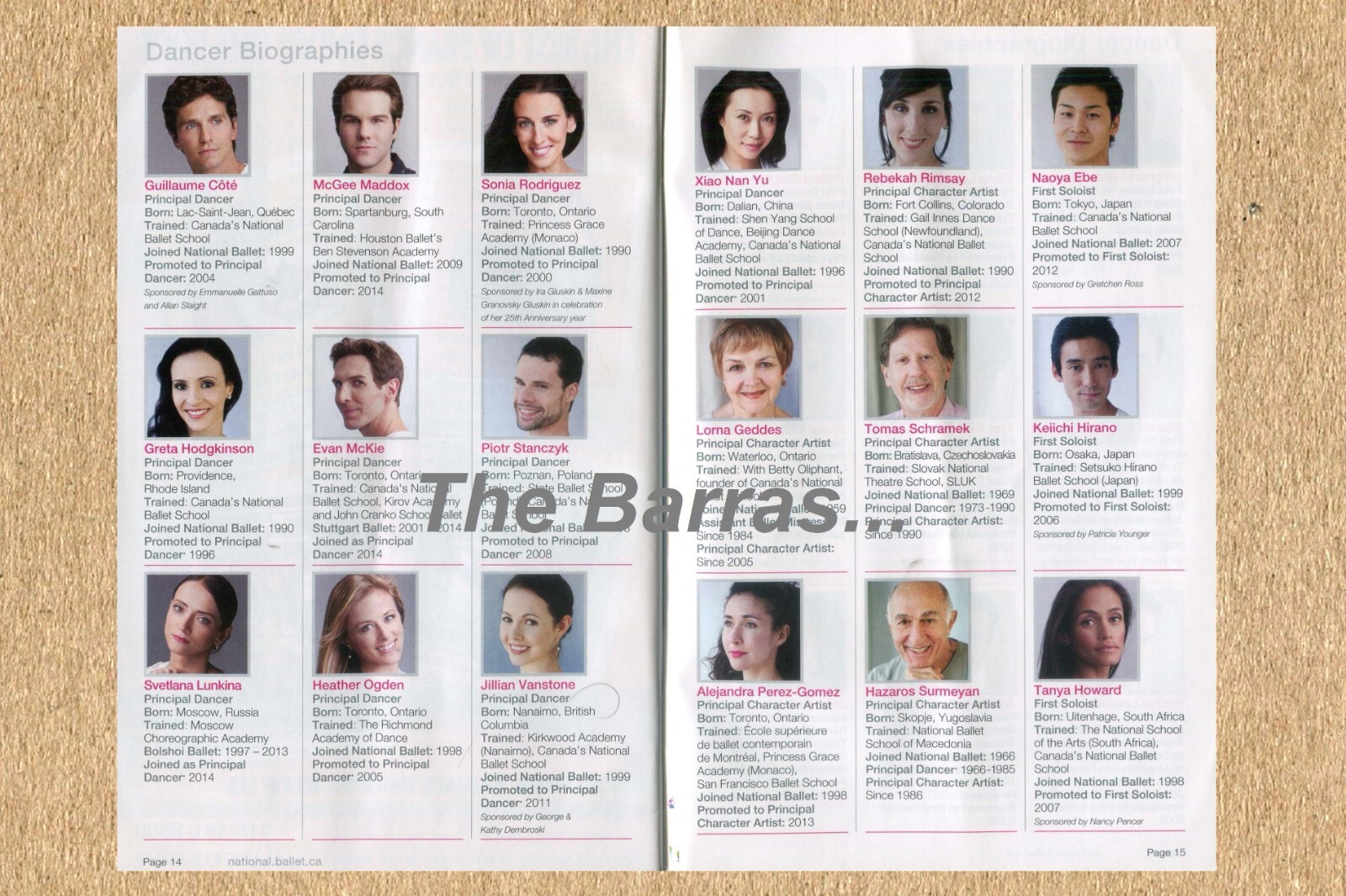 NATIONAL BALLET of CANADA. 2015 The Sleeping Beauty PERFORMANCE PROGRAM