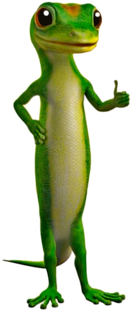 GECKO Lizard GEICO TV Ad Thumbs Up Pose Full Body – Window Cling Decal Sticker
