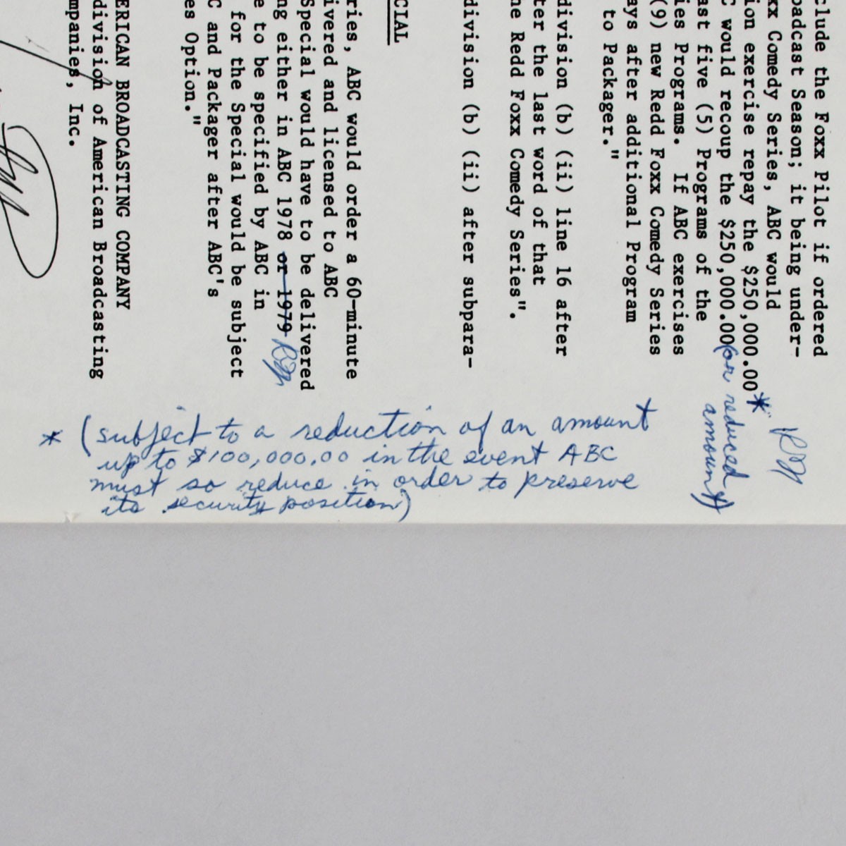 Redd Foxx Signed Contract Television Comedy Series – COA JSA