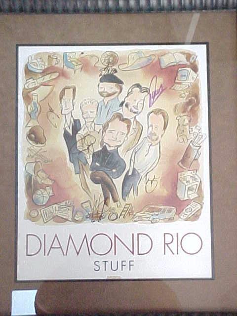 Extremely Rare SIGNED CD Cover Art Poster DIAMOND RIO ~ STUFF / ARISTA RECORDS