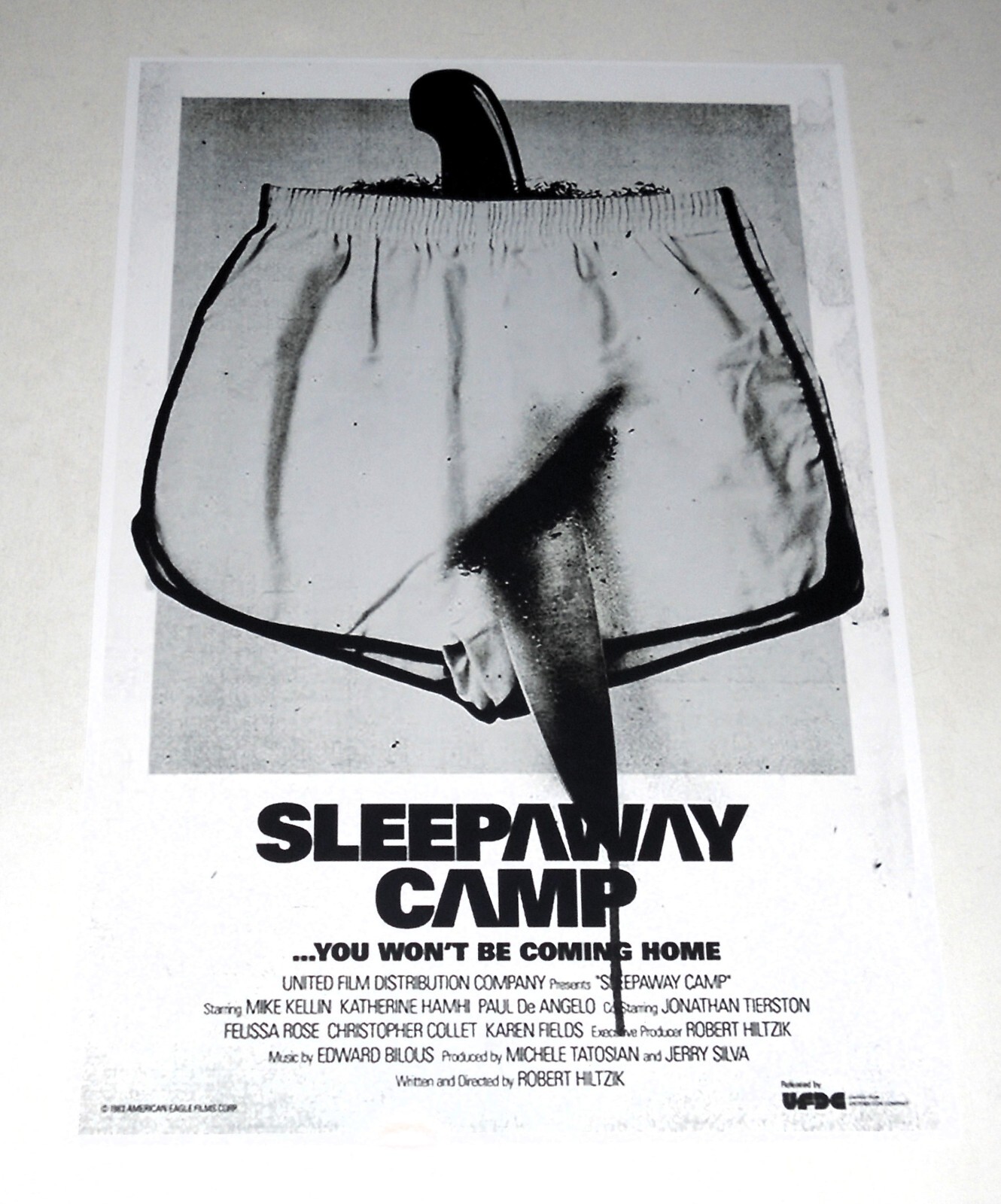 Sleepaway Camp 1983 Alternate #3 Early Horror Poster “Shorts w/ Knife” 19″x13″