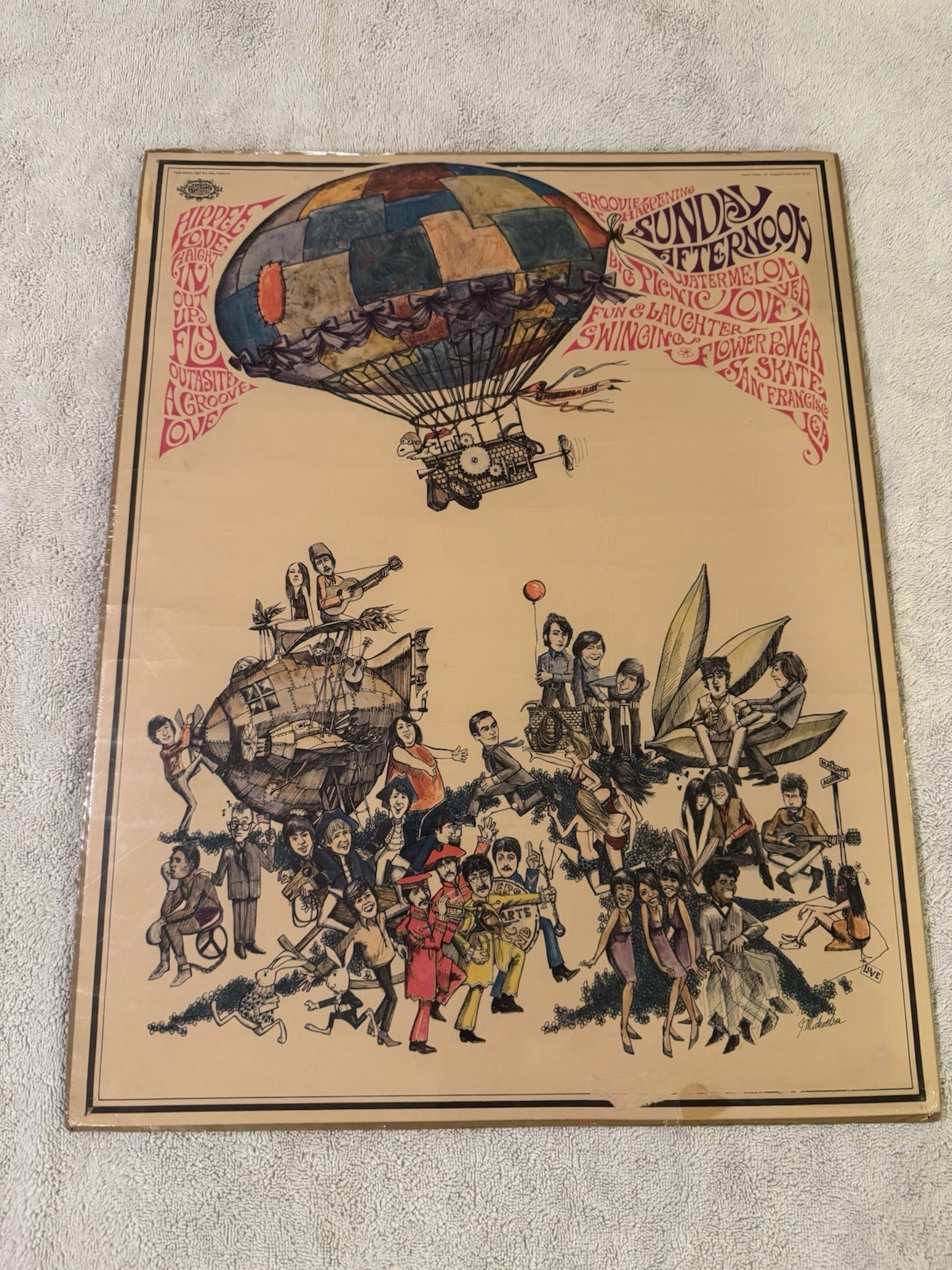 Rare 1967 J Michaelson Dave Schiller Hippie Poster Psychedelic Art Sparta