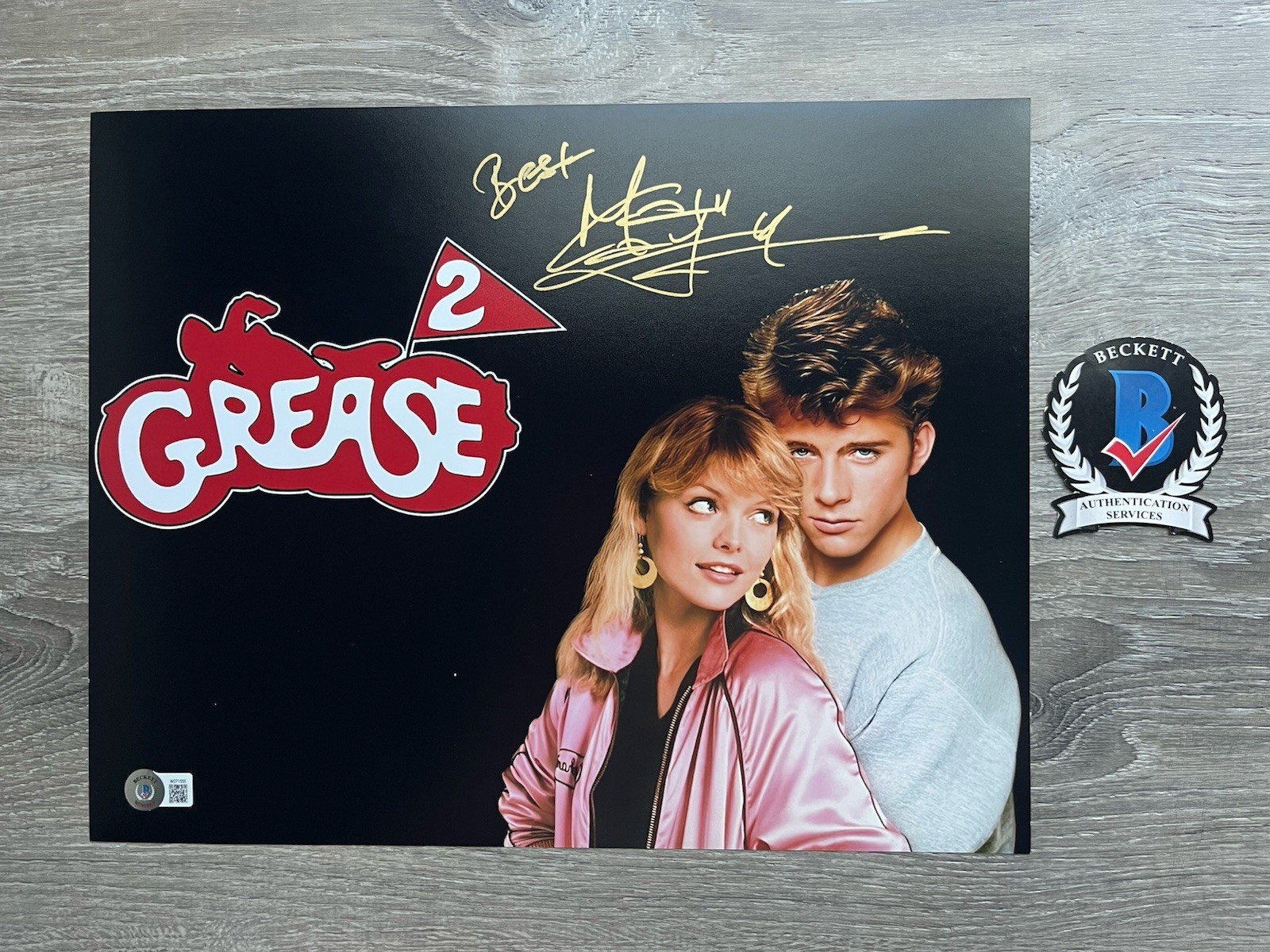 Maxwell Caulfield Signed Michael Carrington 11×14 Photo Beckett COA Grease 2
