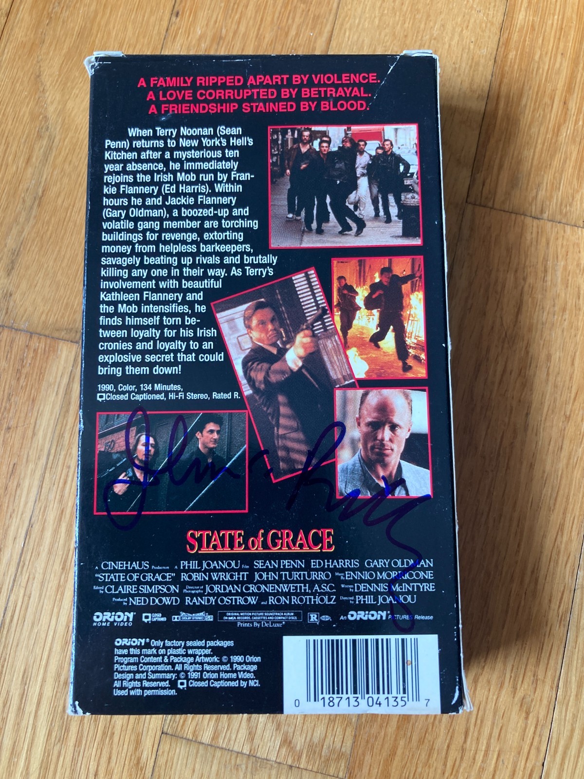 John C Reilly Signed Autographed State of Grace VHS Box +Tape Penn Harris Oldman