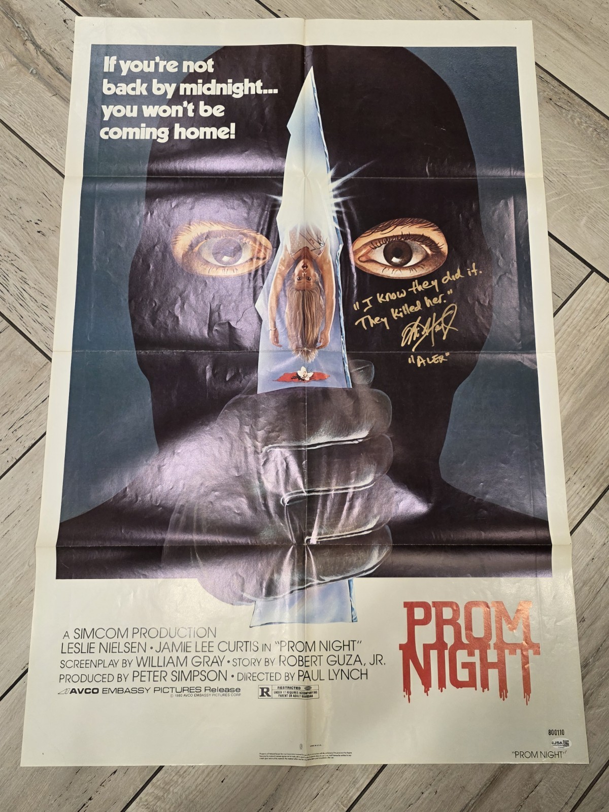 Prom Night 1980 Original 1-Sheet 27×41 Movie Poster Horror Jamie Lee Curtis JSA