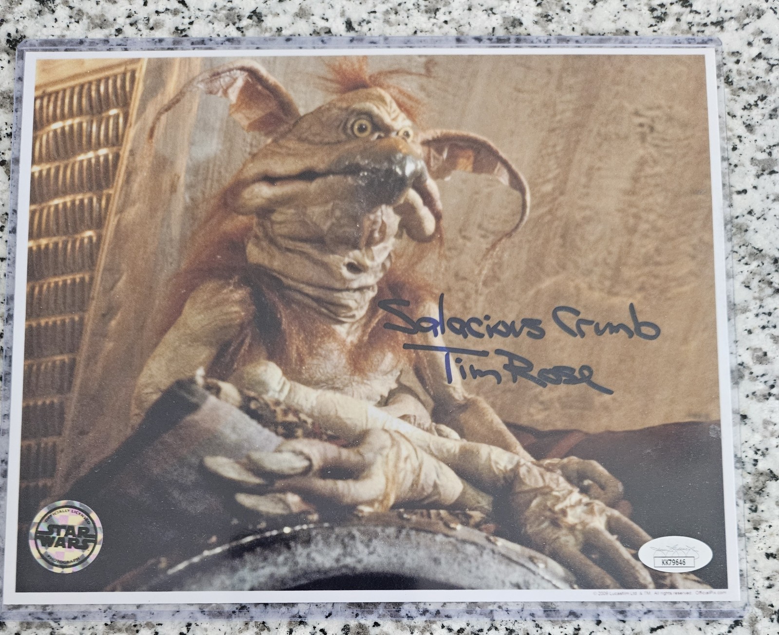 Tim Rose Signed Salacious Crumb Star Wars 8×10 Photo JSA