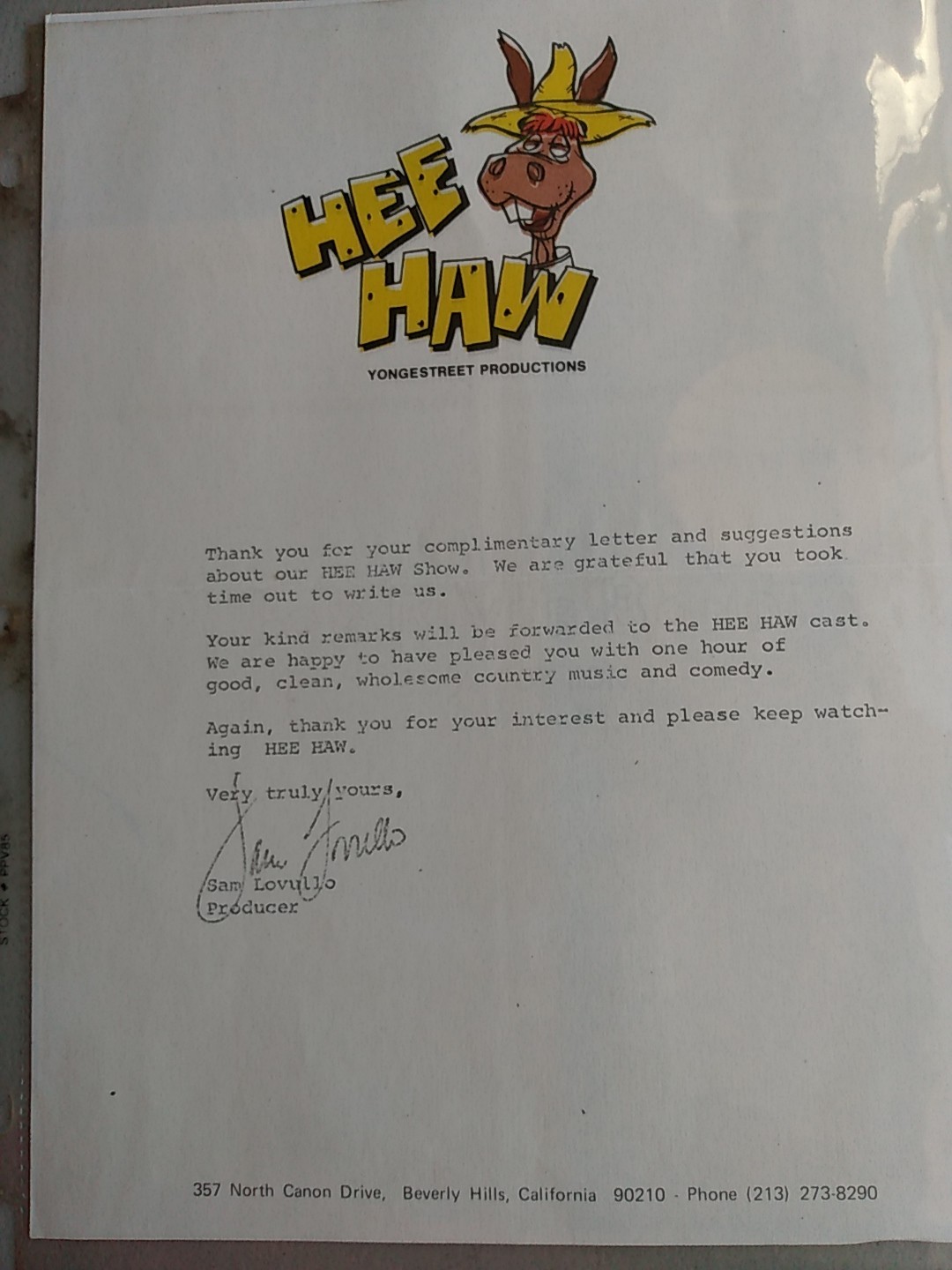 HEE HAW Cast An Letter