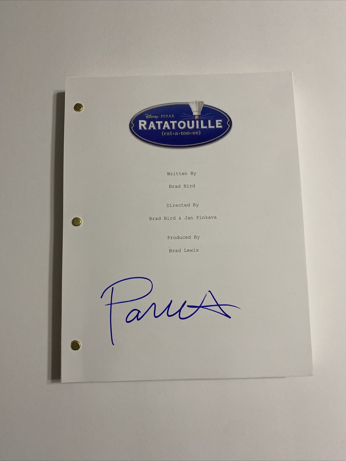 Patton Oswalt Signed Autographed Ratatouille Full Movie Script Remy Rare Proof