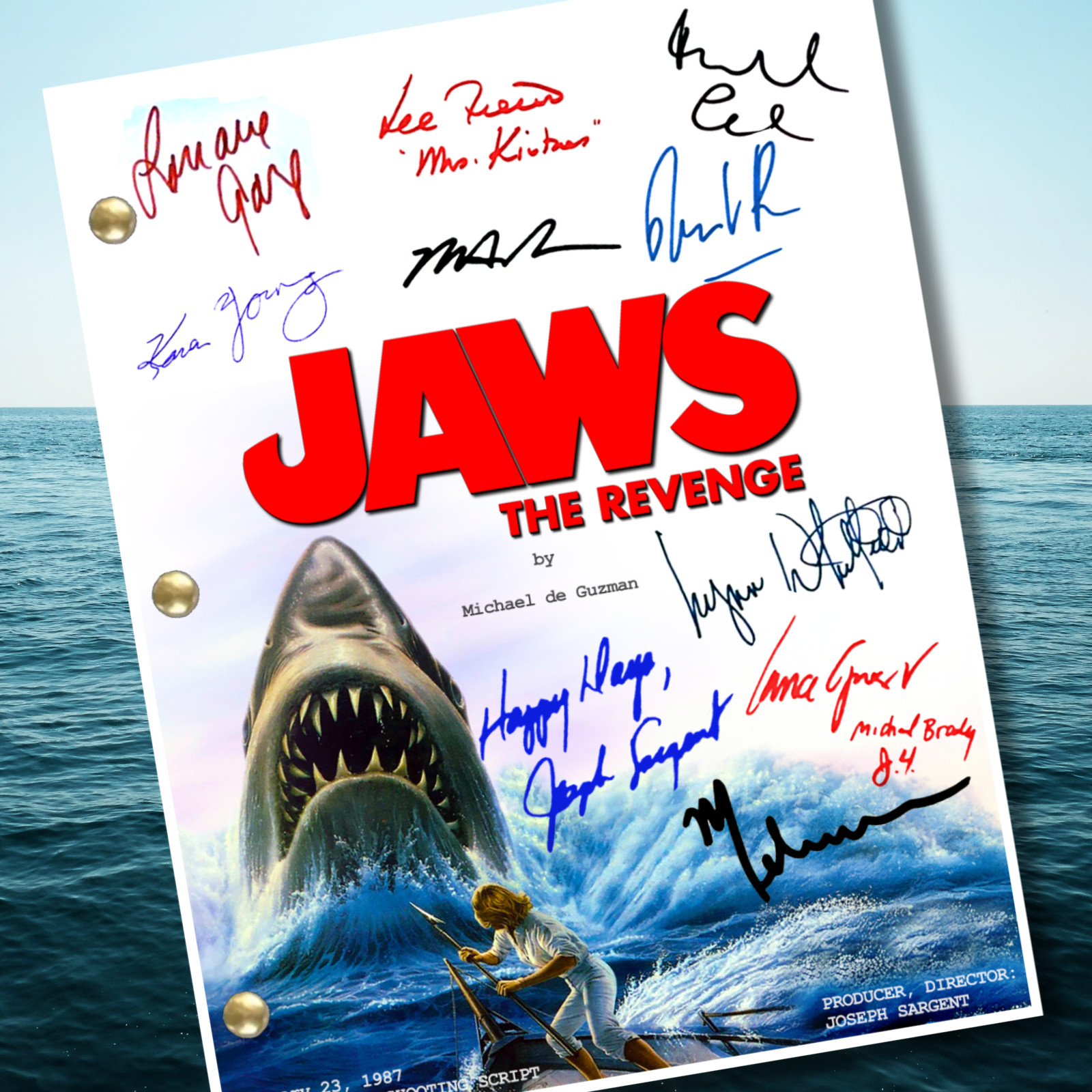 Jaws The Revenge Signed Autograph Script Reprints Full script with Custom Cover