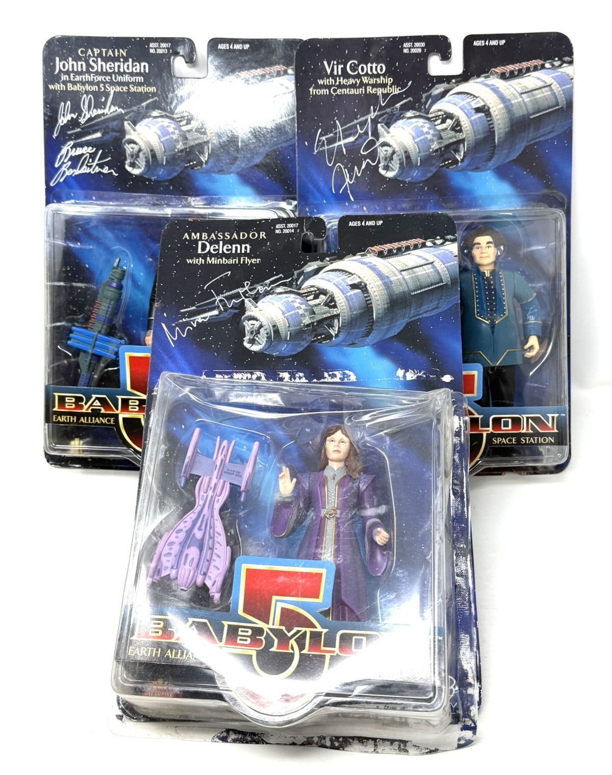 Babylon 5 Autograph Stephen Furst Mira Furlan Bruce Boxleitner Action Figure Lot