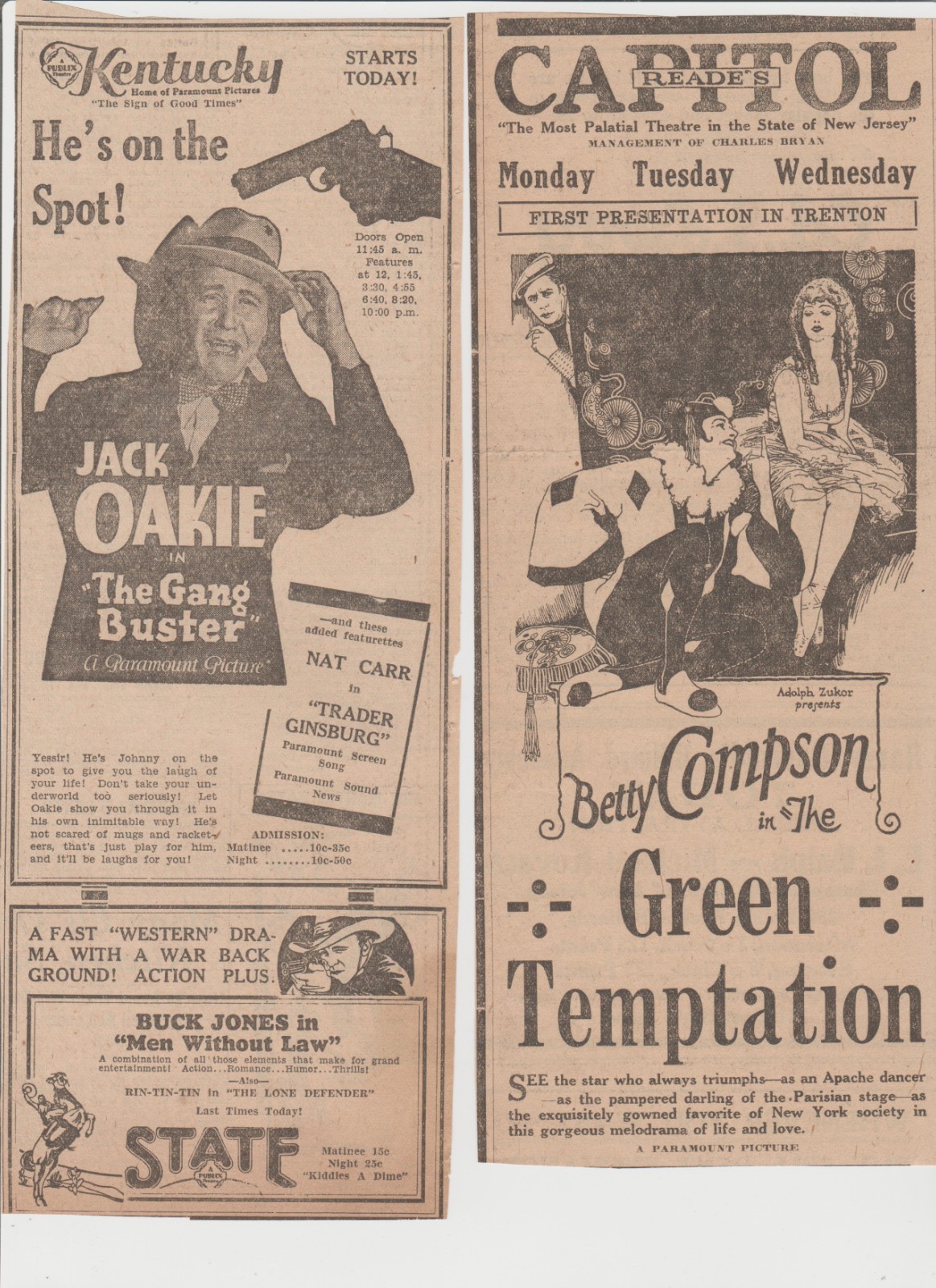 8 Movie Newspaper Advertisements 1920s to 1930s