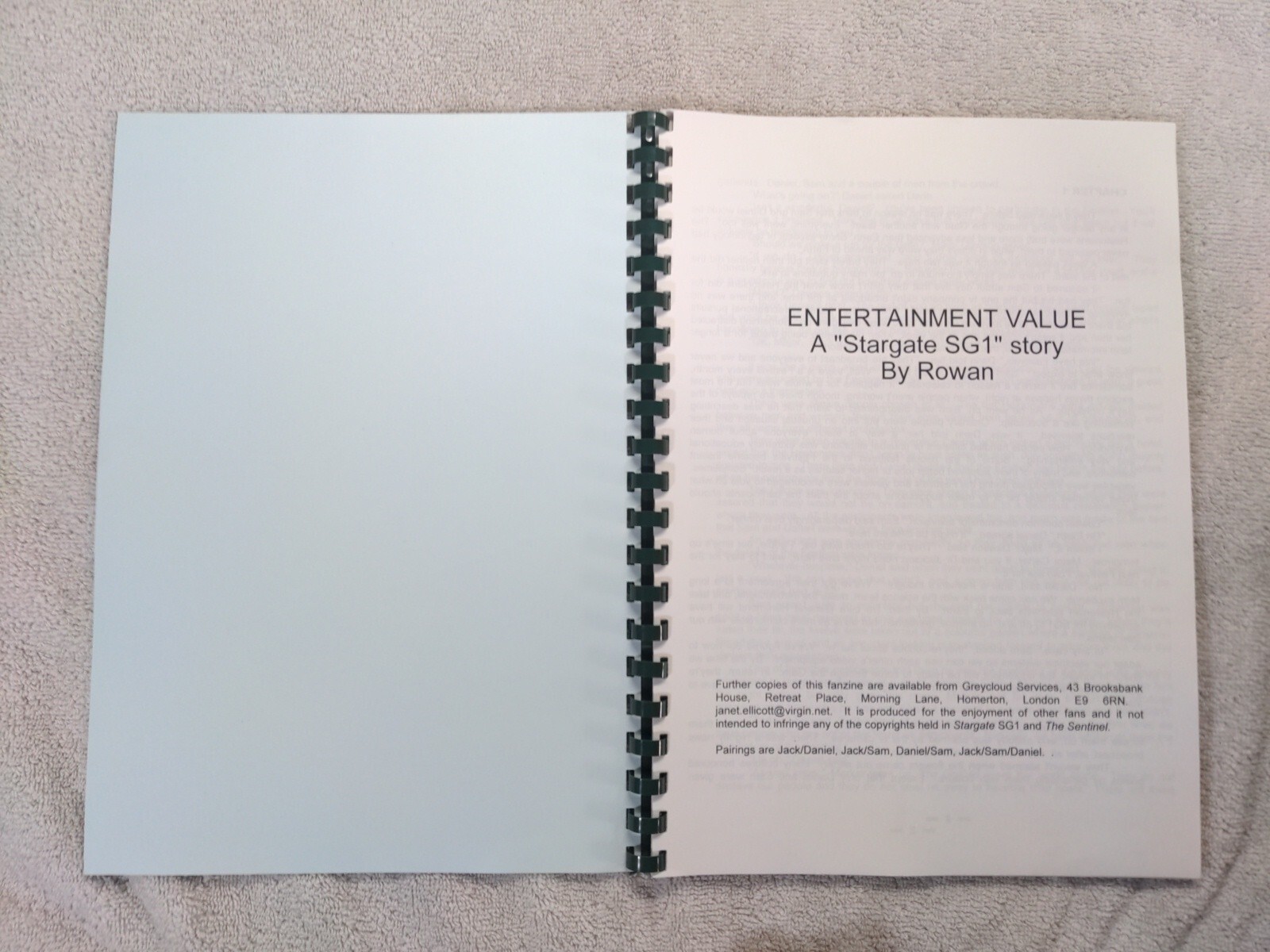 Stargate SG-1 Fanzine GEN Entertainment Value Rowan