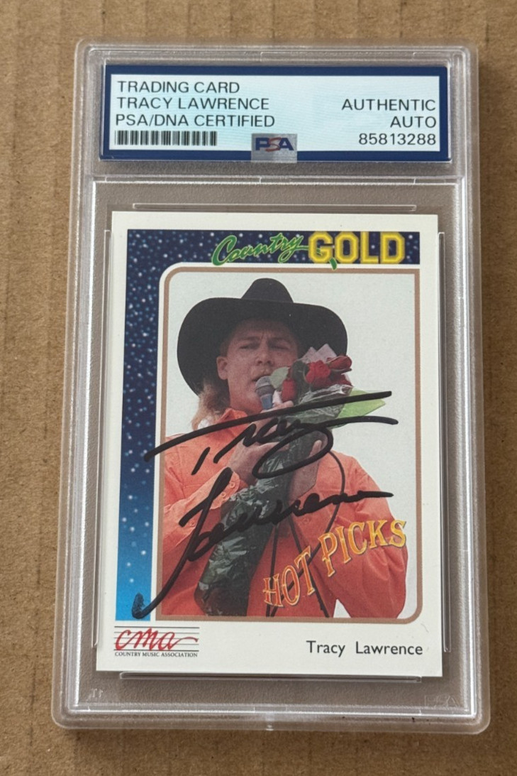 TRACY LAWRENCE SIGNED 1992 STERLING CMA COUNTRY GOLD CARD PSA/DNA