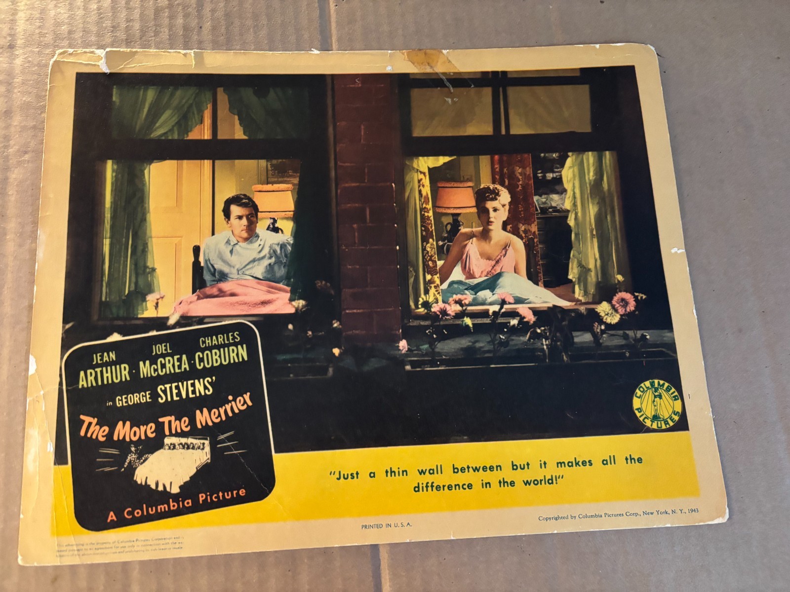 The More the Merrier Rare Original ’43 US Lobby Card Joel McCrea Jean Arthur