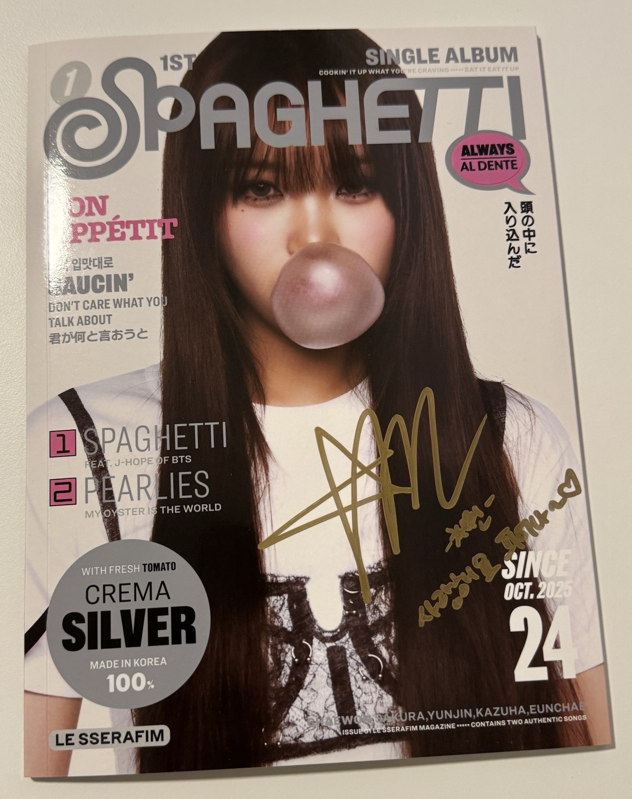 LE SSERAFIM CHAEWON Hand Autographed(Signed)Album spaghetti