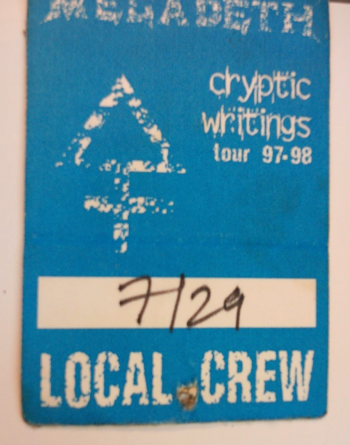 Megadeth 1997-98 Cryptic Writings Tour Crew Pass & Marty Friedman Guitar Pick
