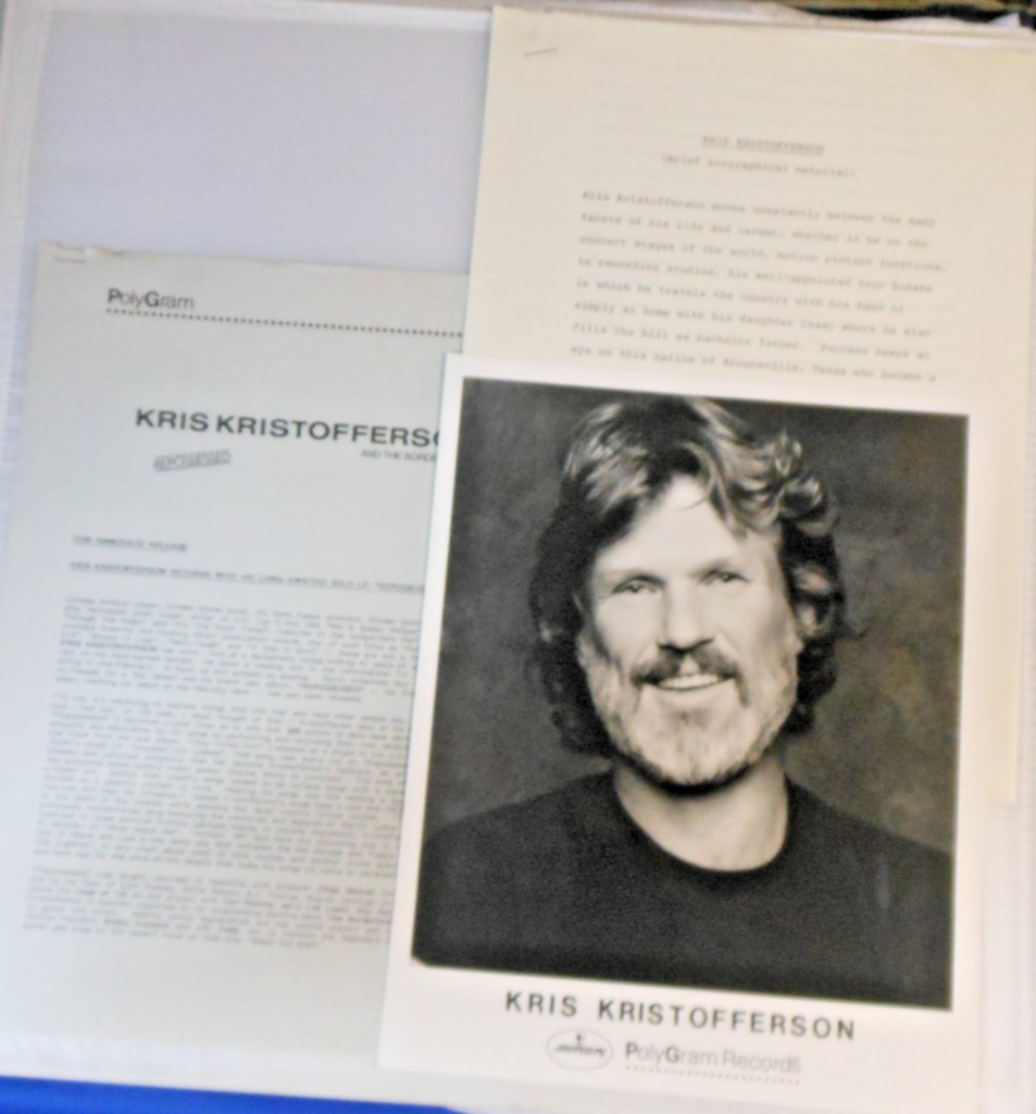 Kris Kristofferson 1986 PolyGram Press Kit Photo + Bio “Repossessed” Vintage