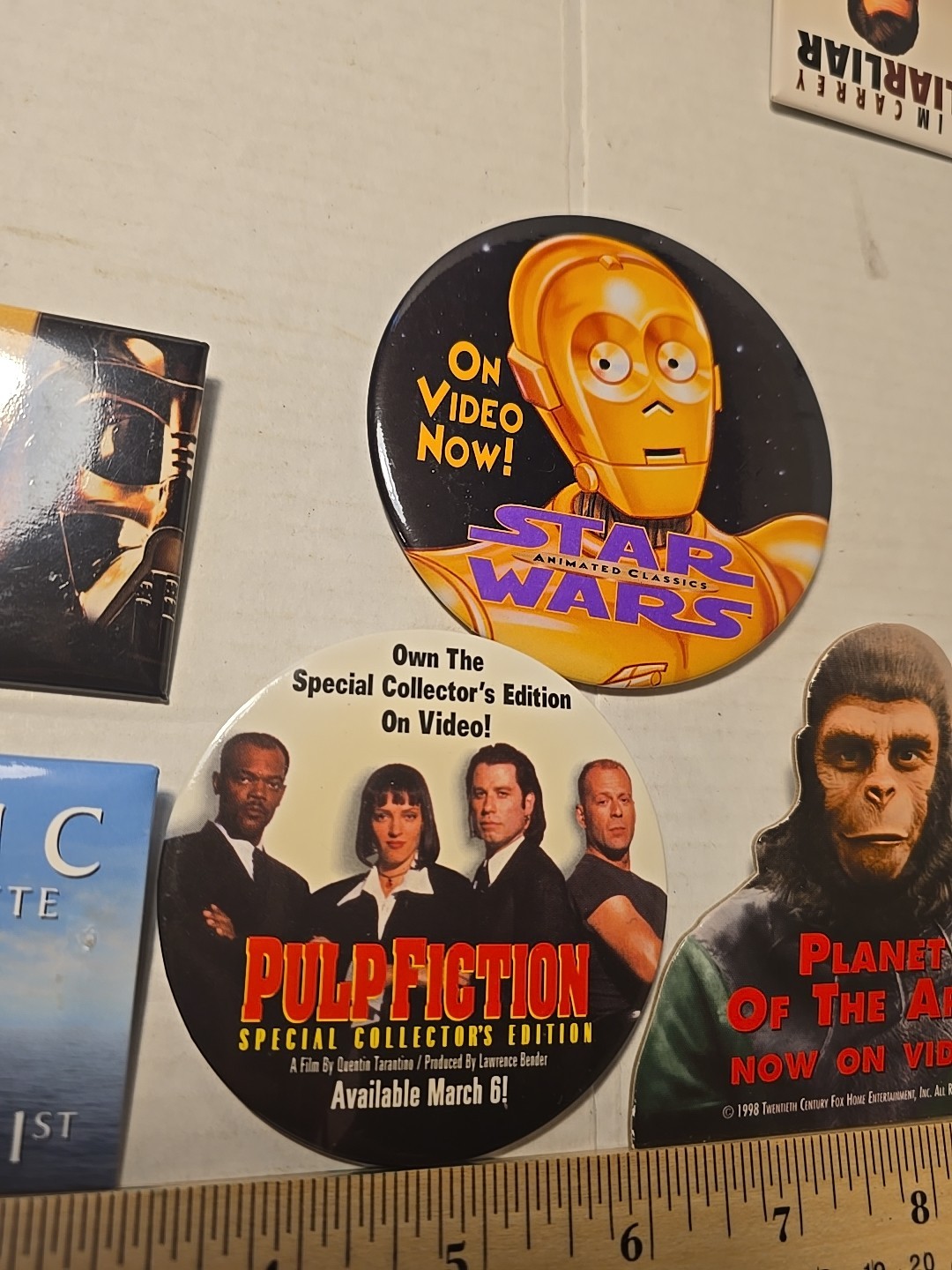 Lot 6 Video DVD Promo Movie Pins Vintage Titanic Pulp Fiction Star Wars Godzilla