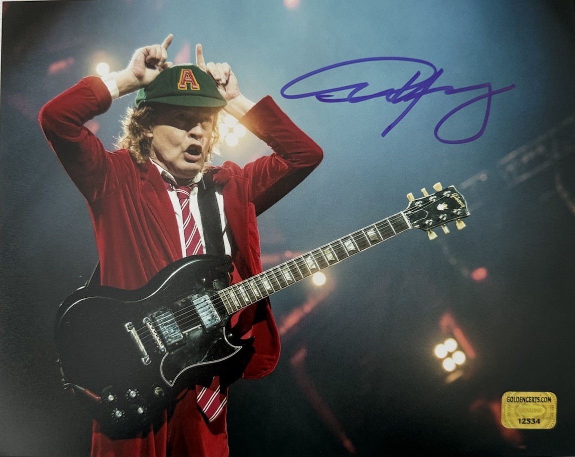 Angus Young AC/DC Rock Lead Guitarist Signed Autographed 8×10 W/COA
