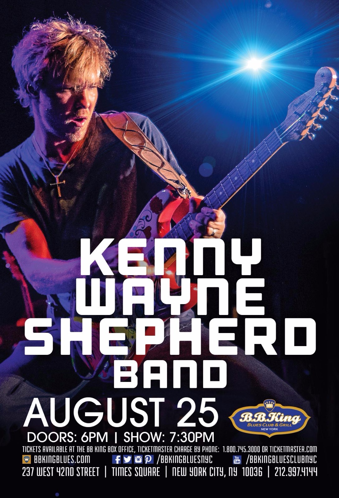 KENNY WAYNE SHEPHERD BAND 2016 NEW YORK CONCERT TOUR POSTER – Blues / Roots Rock
