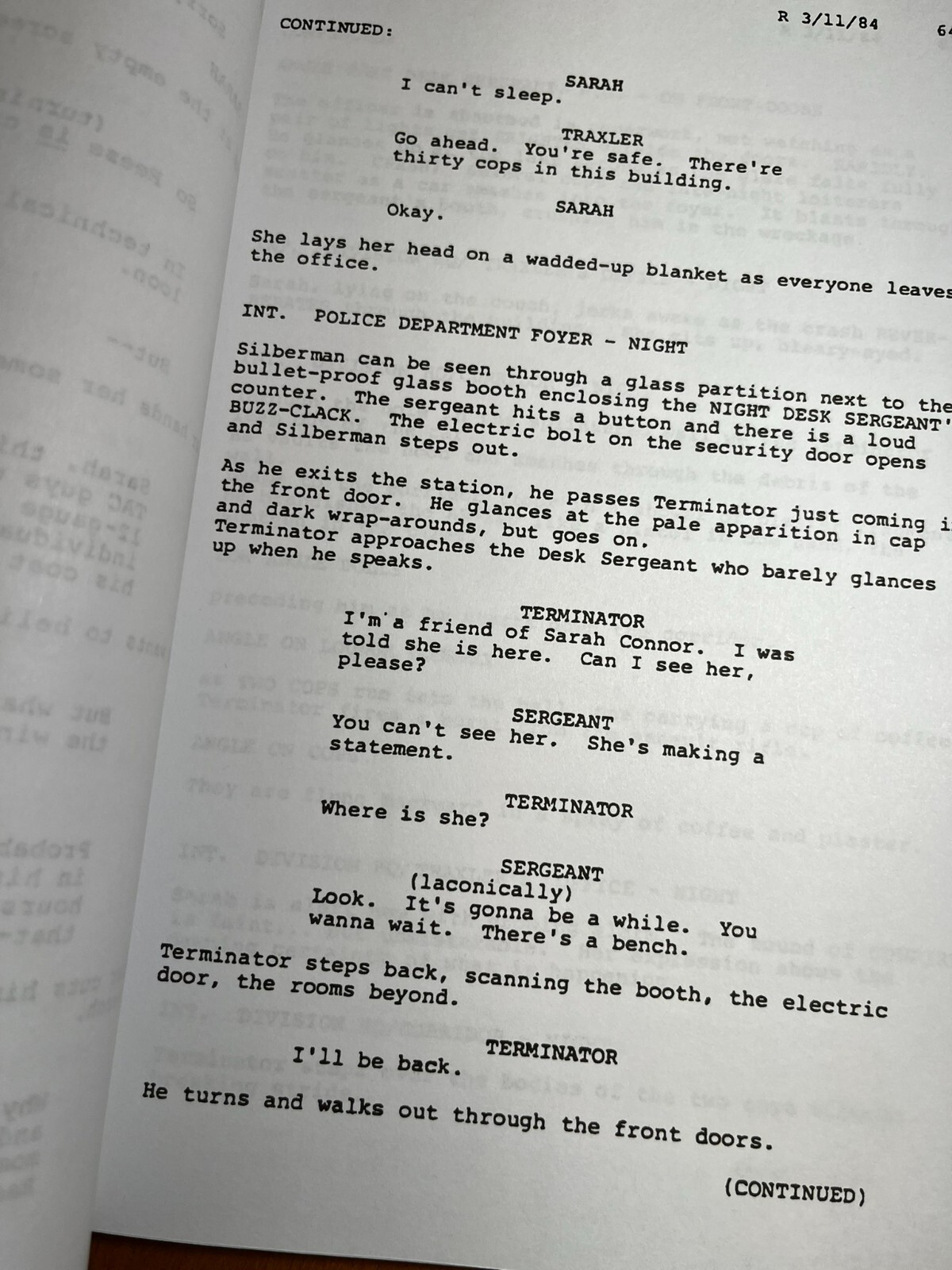 The Terminator Script Signed- Autograph Reprints- 111 pgs- Arnold Schwarzenegger
