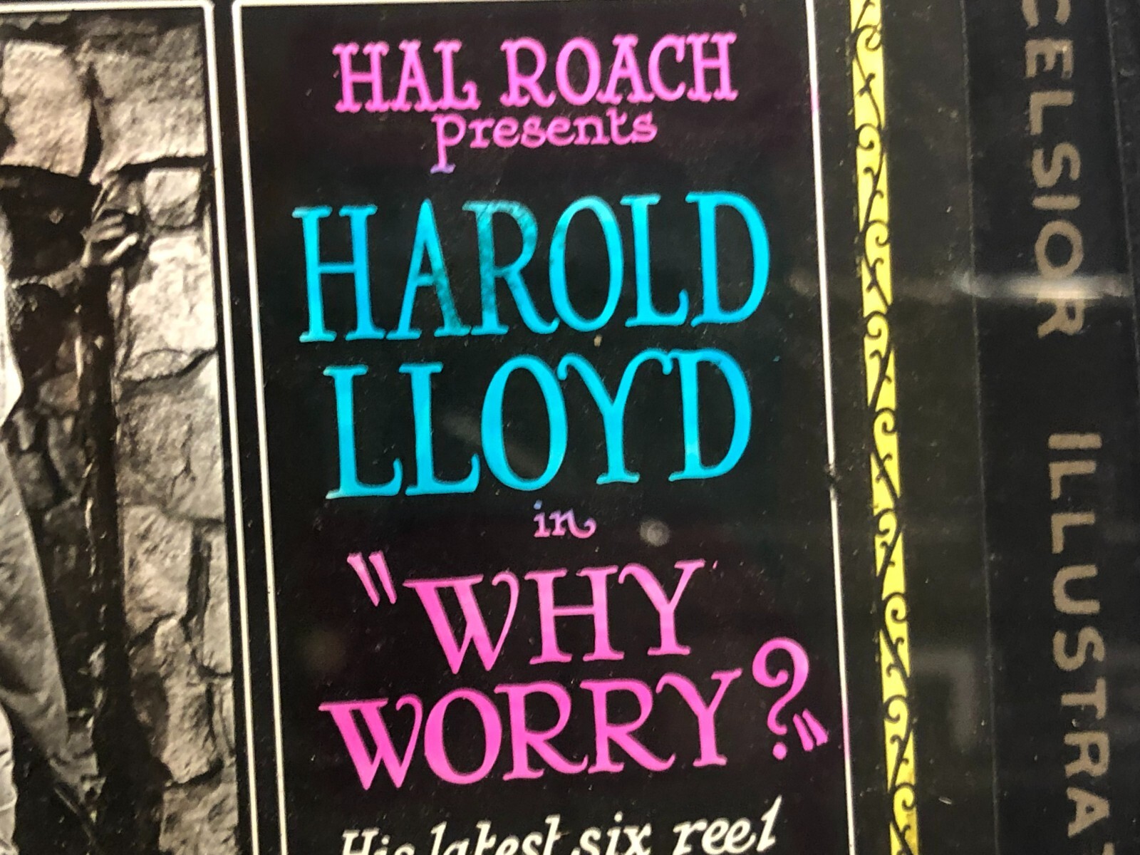 Harold Lloyd Why Worry Extremely Rare Very Early Magic Lantern Slide ’23 Giant