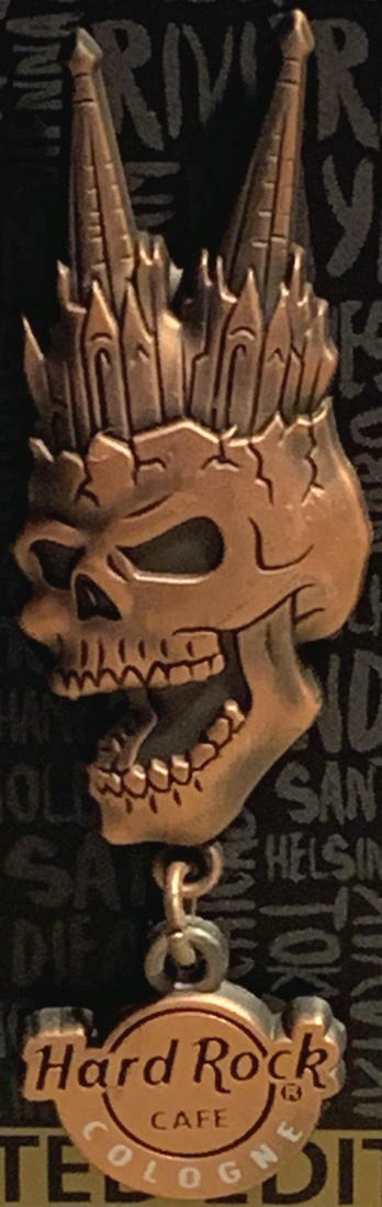 Hard Rock Cafe COLOGNE 2020 3-D Screaming Cathedral SKULL HRC Logo Dangle 619211