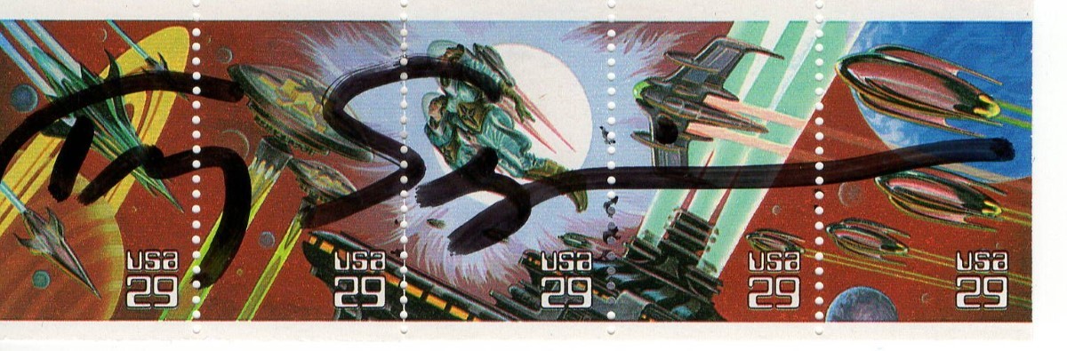 Tracy Scoggins Signed Autographed Postage Stamp Strip Babylon 5 BAS BA70364