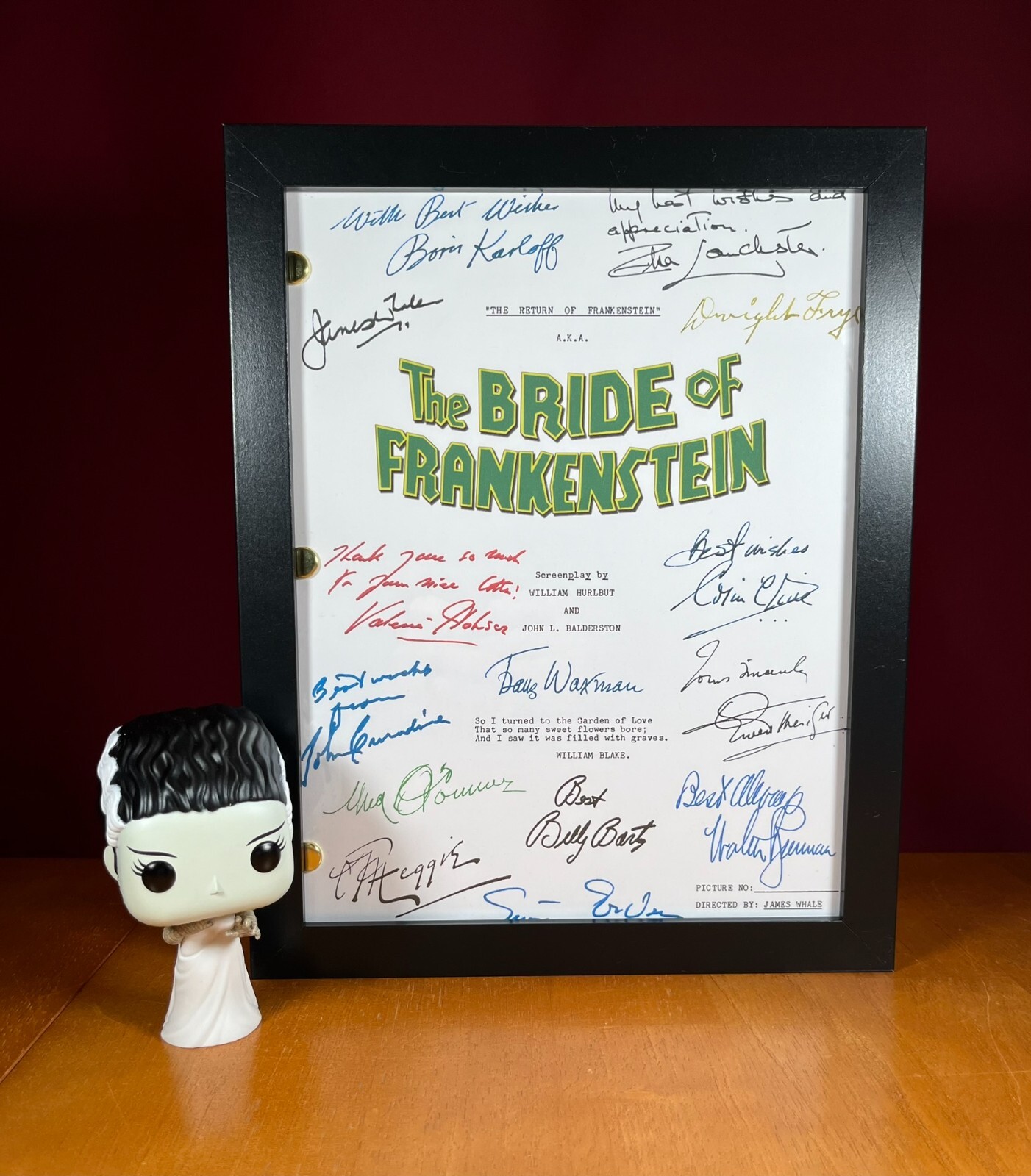 Bride of Frankenstein Script Signed- Autograph Reprints- Boris Karloff- 120 Pgs