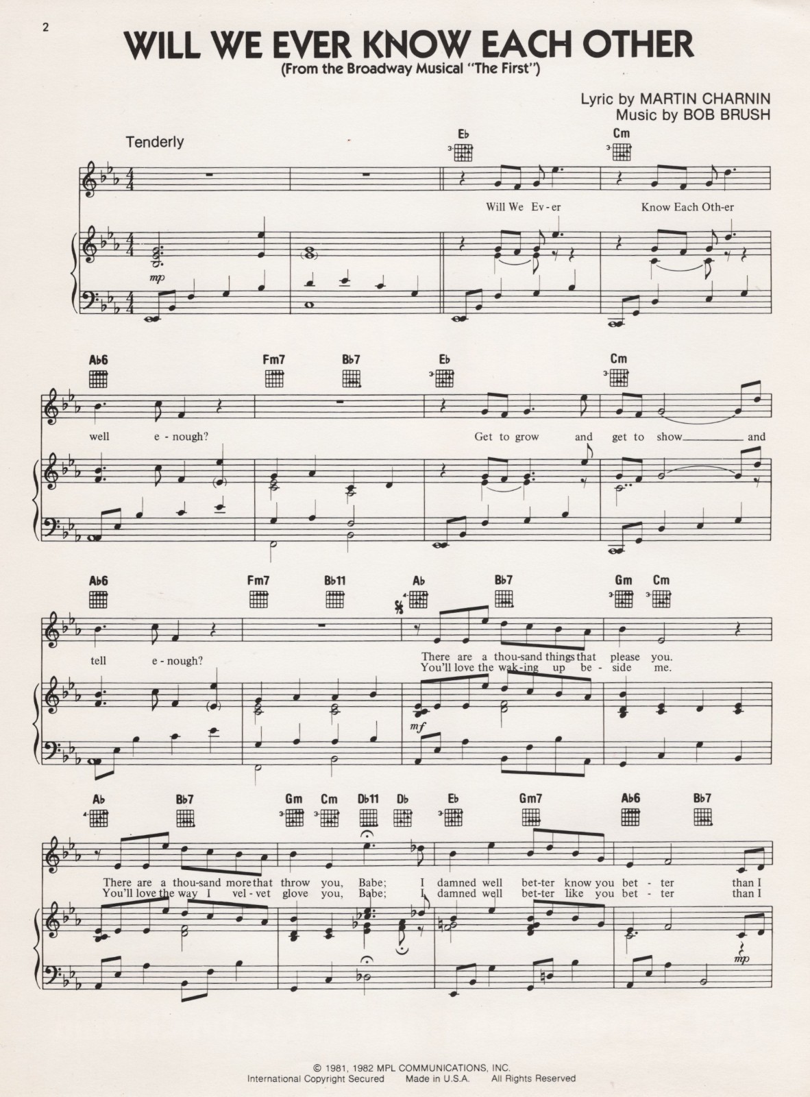 David Alan Grier “THE FIRST” (Jackie Robinson) Martin Charnin 1981 Sheet Music