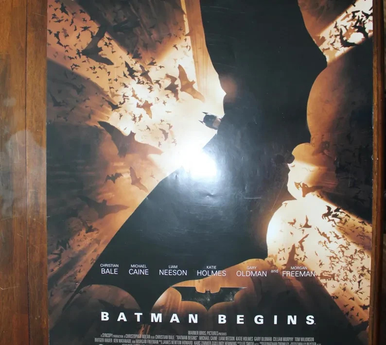 2005 Batman Begins Original DS Movie Poster Bale Nolan Rolled