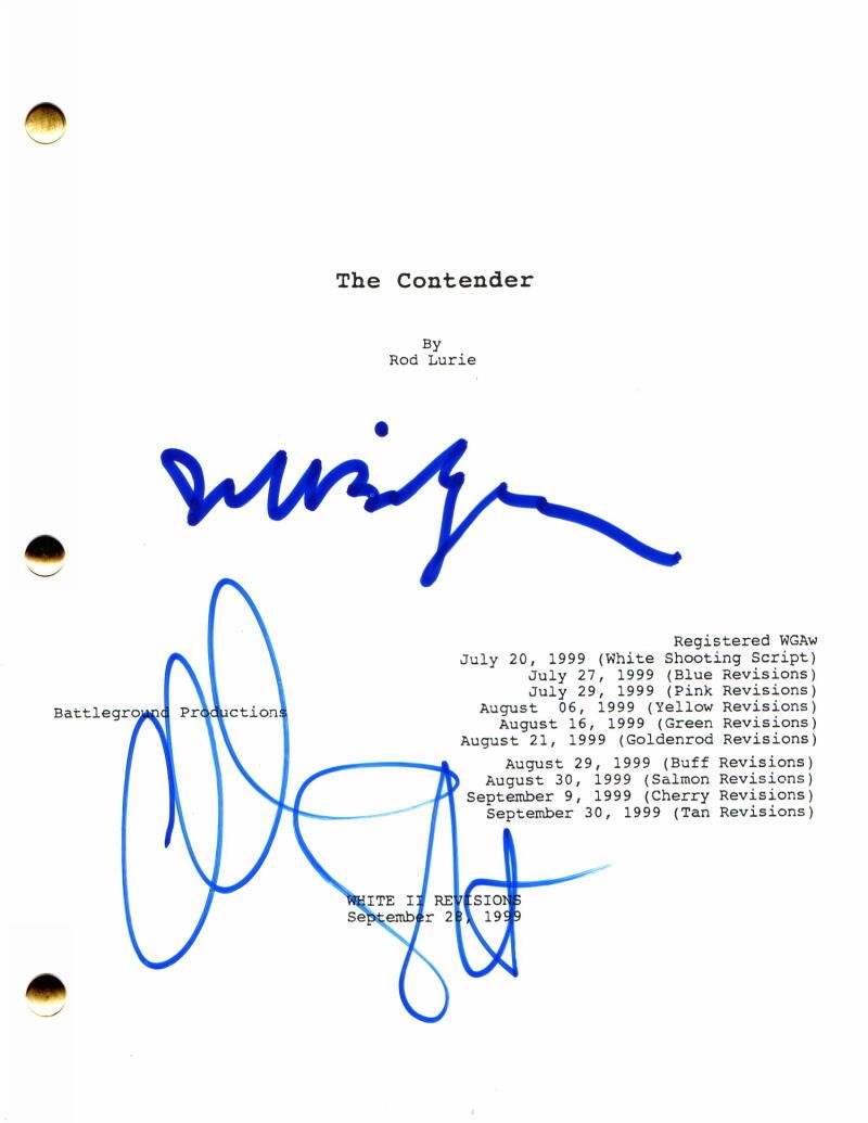 JEFF BRIDGES & CHRISTIAN SLATER SIGNED AUTOGRAPH – THE CONTENDER MOVIE SCRIPT