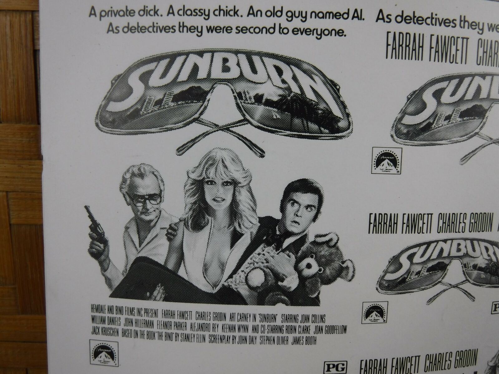 SUNBURN Movie Mini Ad Sheet Vintage Advertising Poster Film Farrah Fawcett