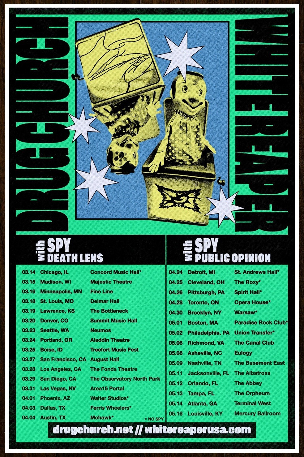 DRUG CHURCH WHITE REAPER Tour 2026 Ltd Ed RARE Poster! Hardcore Punk Garage Rock