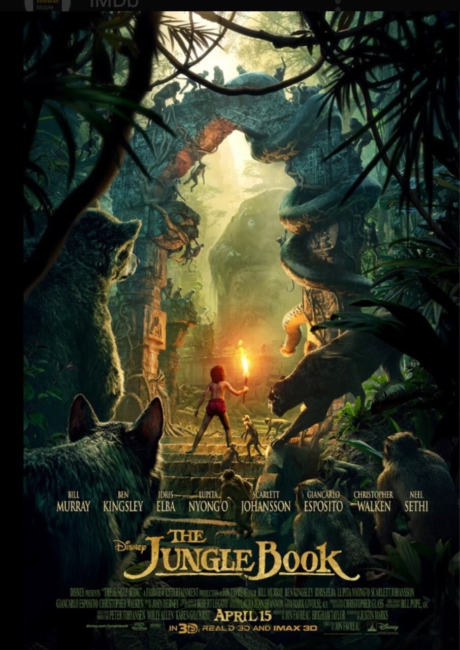 THE JUNGLE BOOK FILM CINEMA MOVIE THEATER THEATRICAL POSTER APRIL 15 DATE 2016