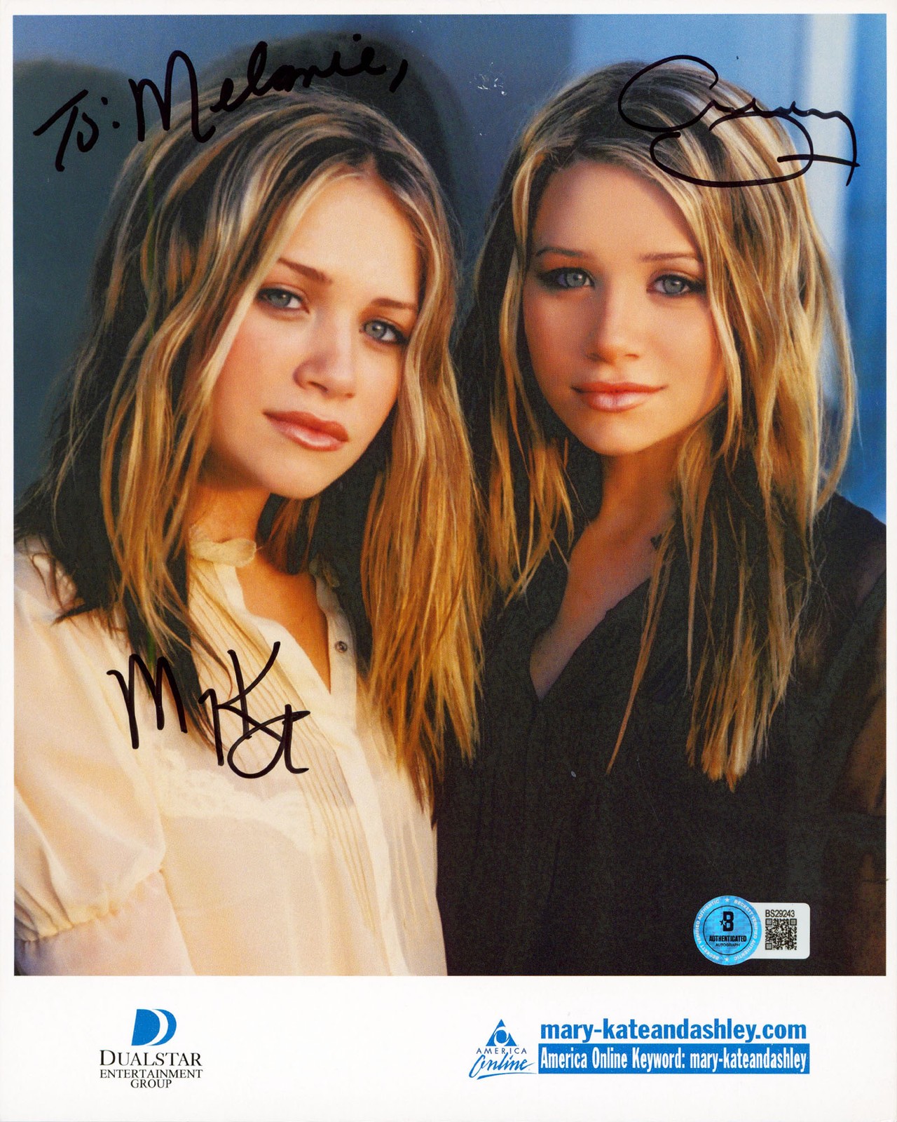 Mary-Kate & Ashley Olsen Full House “To Melanie” Signed 8×10 Photo BAS #BS29243