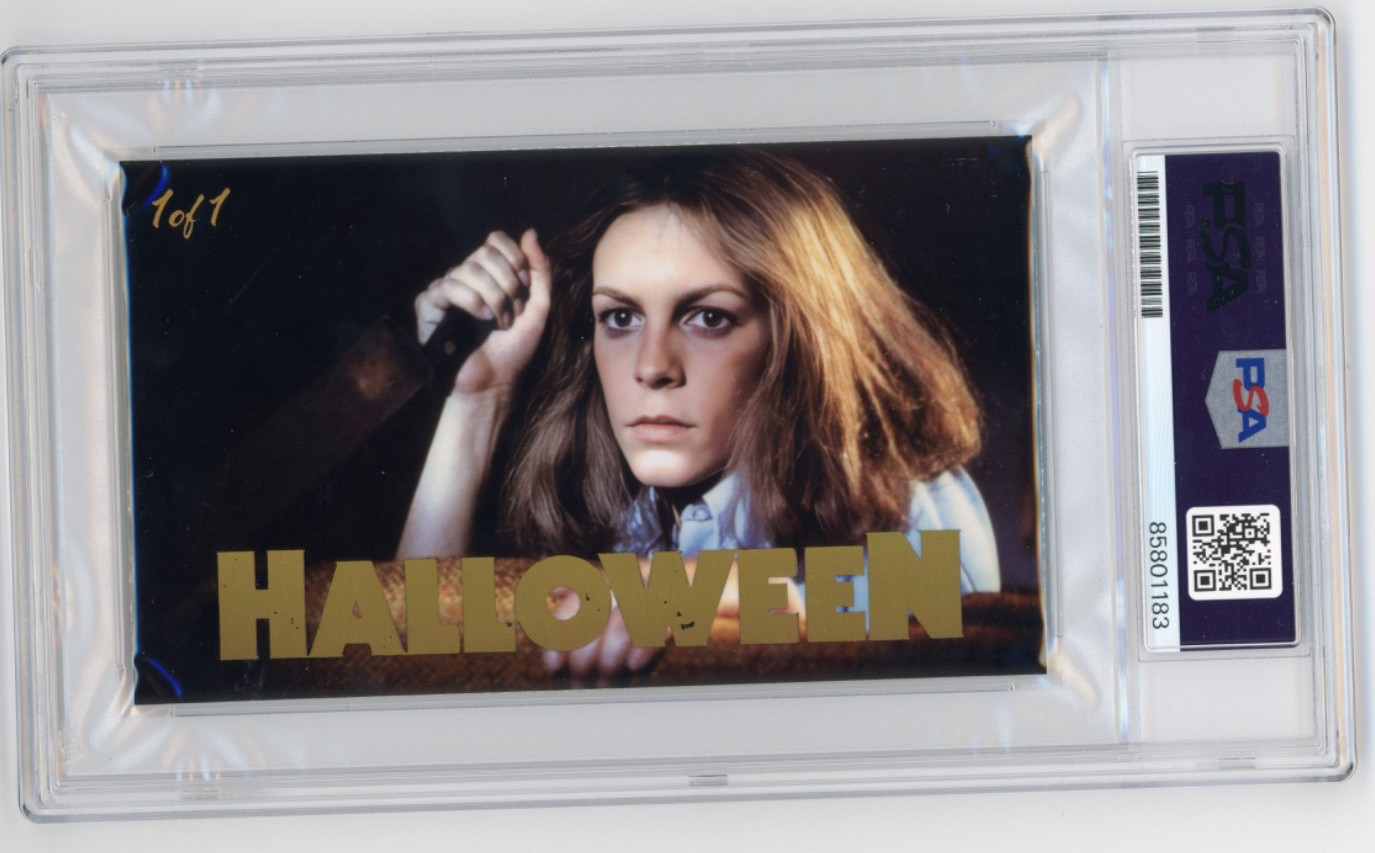 Jamie Lee Curtis Signed Cut Custom Halloween Card 3×5 Card PSA DNA AUTO