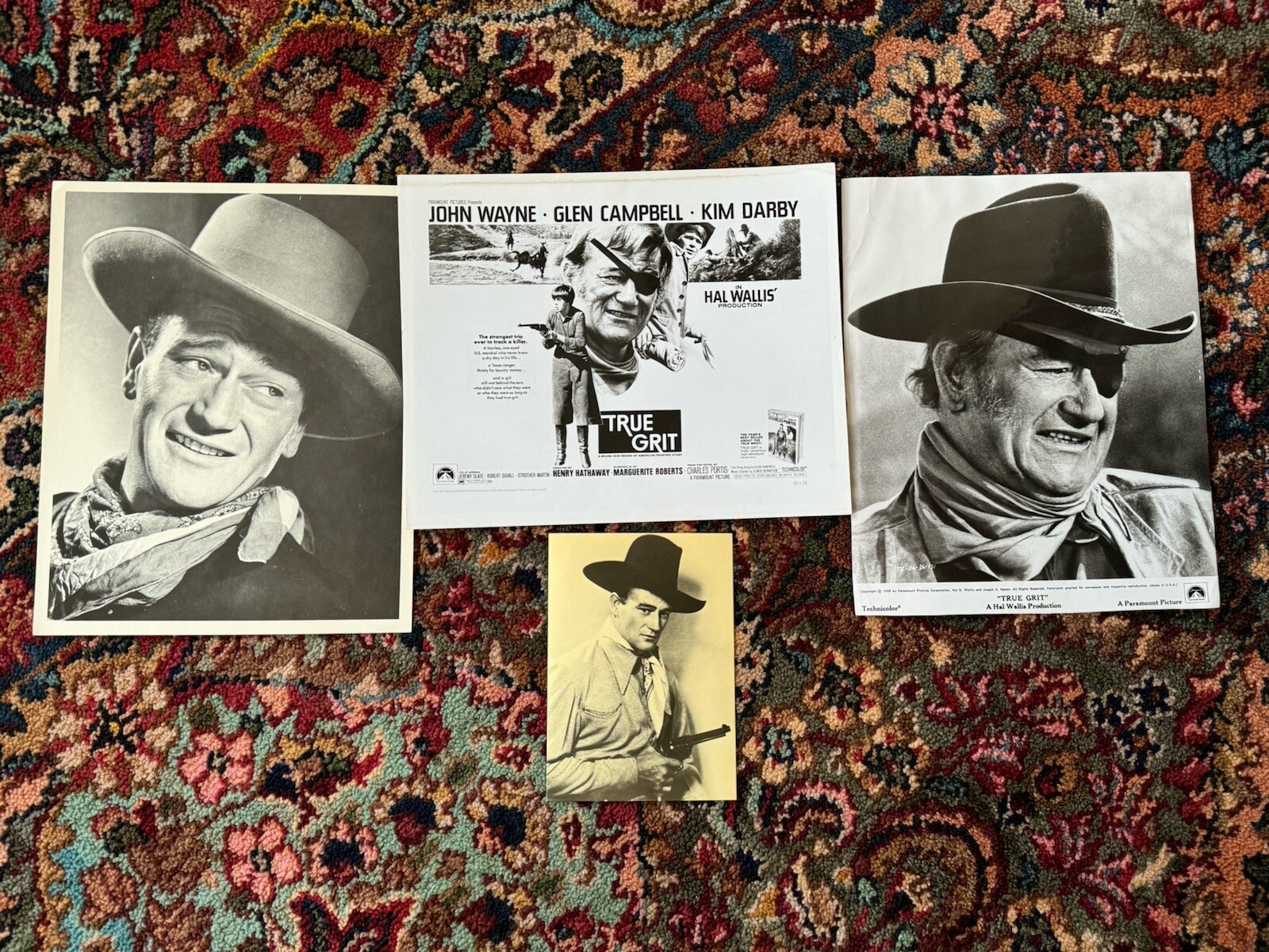 3 8×10+ Postcard TRUE GRIT scenes+ still Of JOHN WAYNE