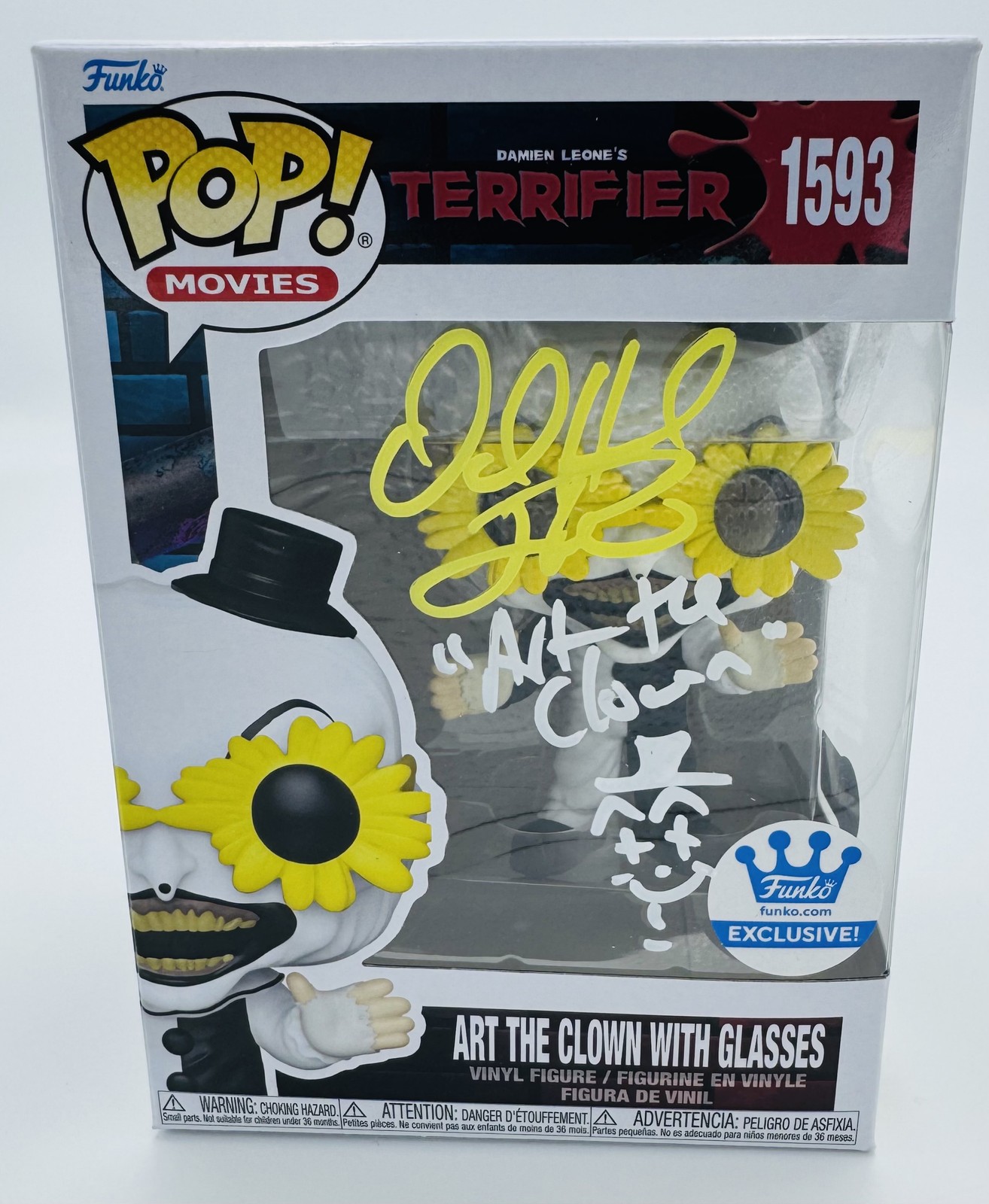 David Howard Thornton Signed Art The Clown Glasses Funko 1593 Terrifier BAS 603