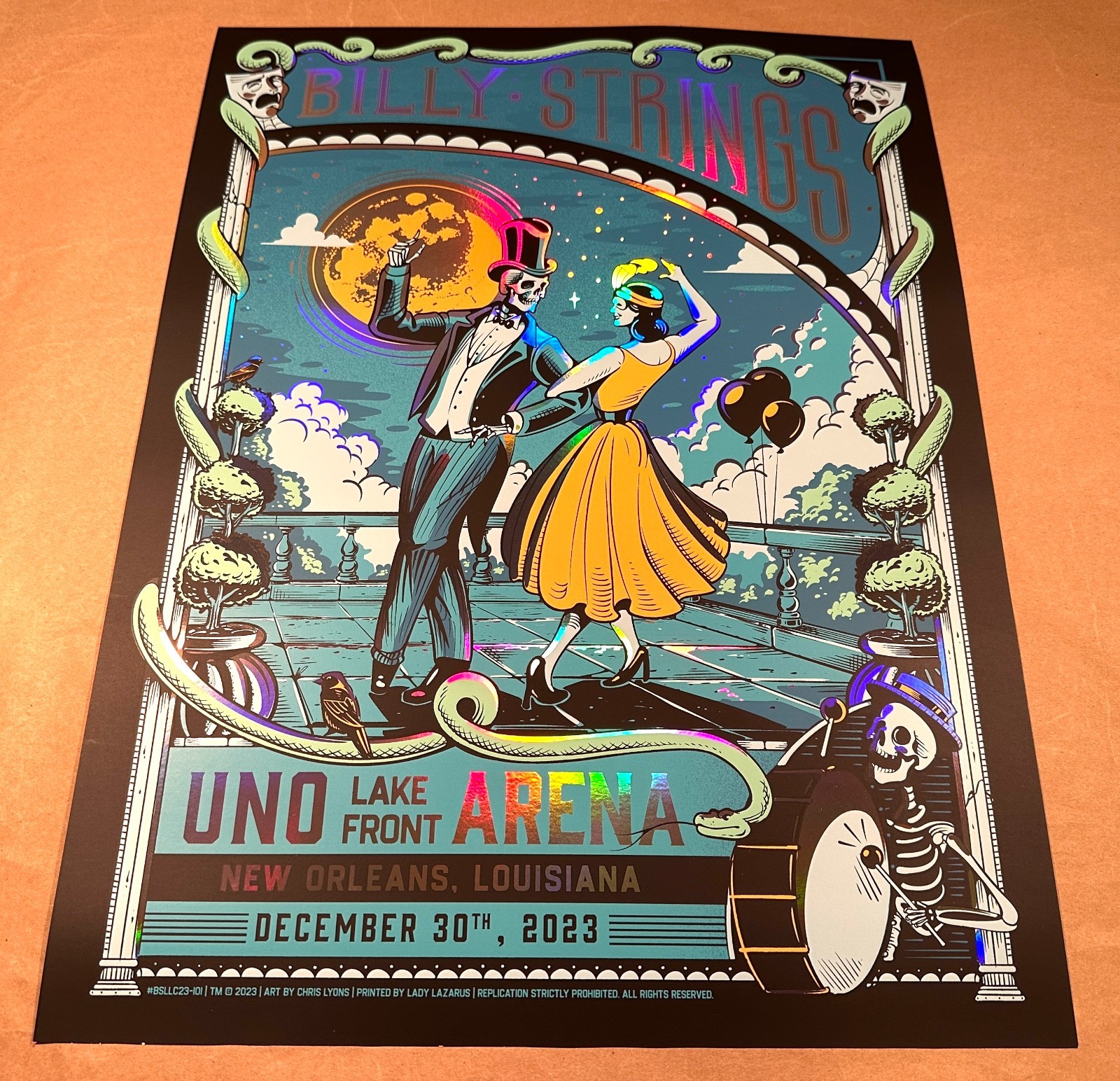 💃 Billy Strings FOIL Poster New Orleans 2023 Uno Lakefront Arena 12/30
