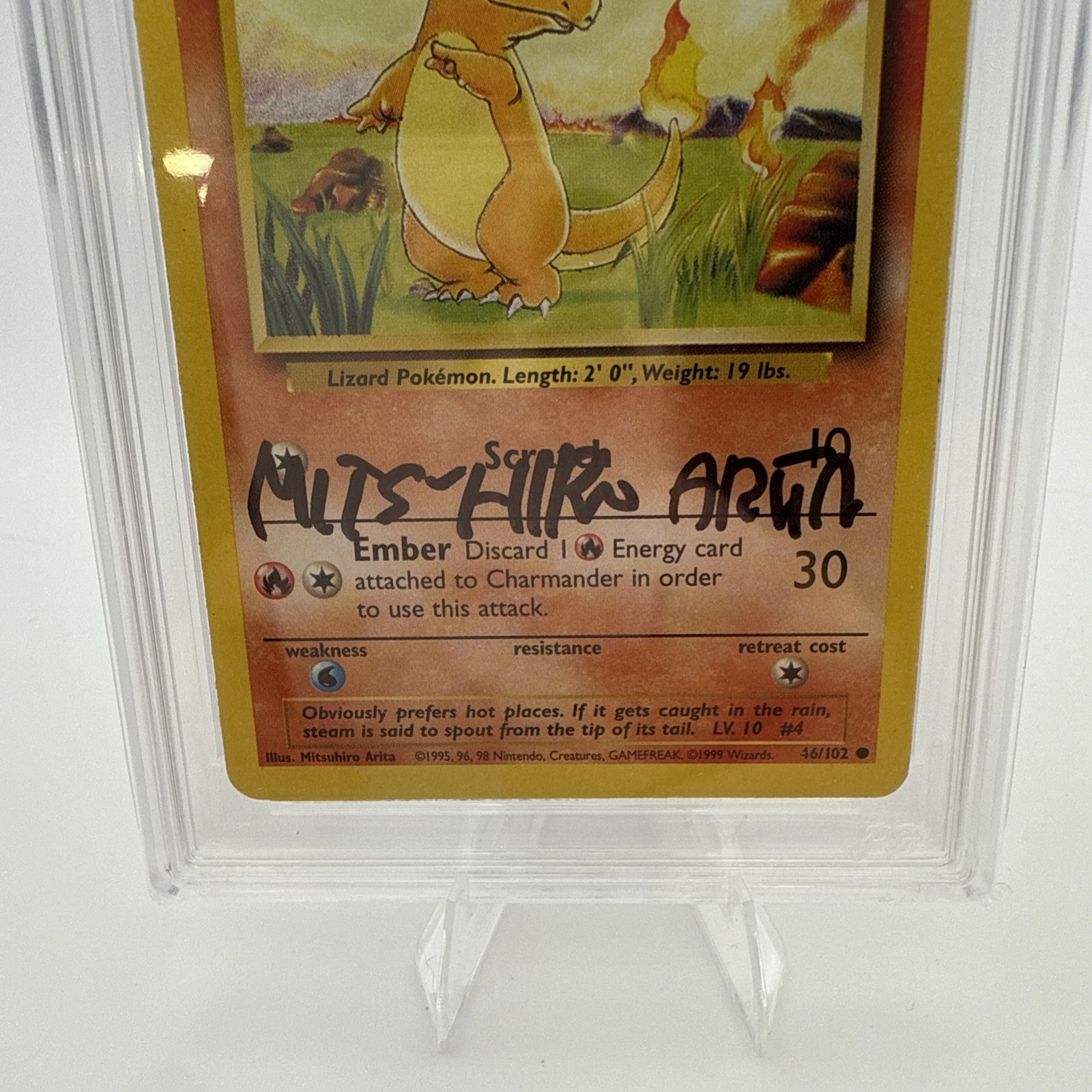 Pokemon Signed Charmander Mitsuhiro Arito Authentic 046/102 Base Set 1999