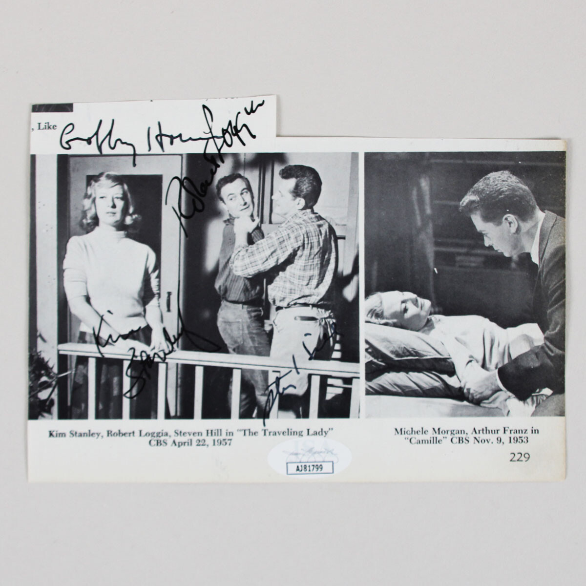 Kim Stanley & Robert Loggia Signed Photo The Traveling Lady – COA JSA