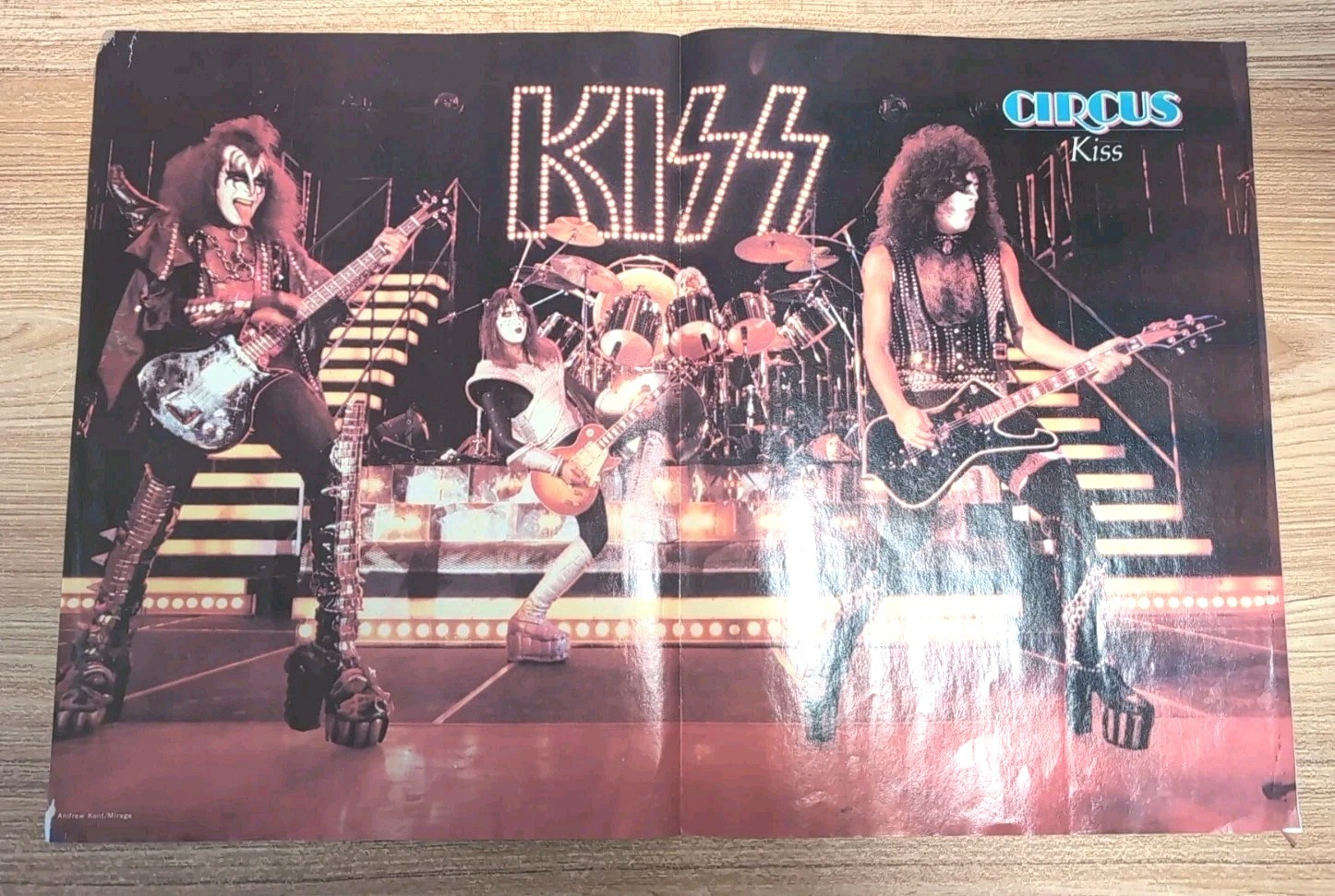 KISS Poster Centerfold Vintage 1970s Kiss Aucoin 16.5″ x 11.5″ Circus Magazine