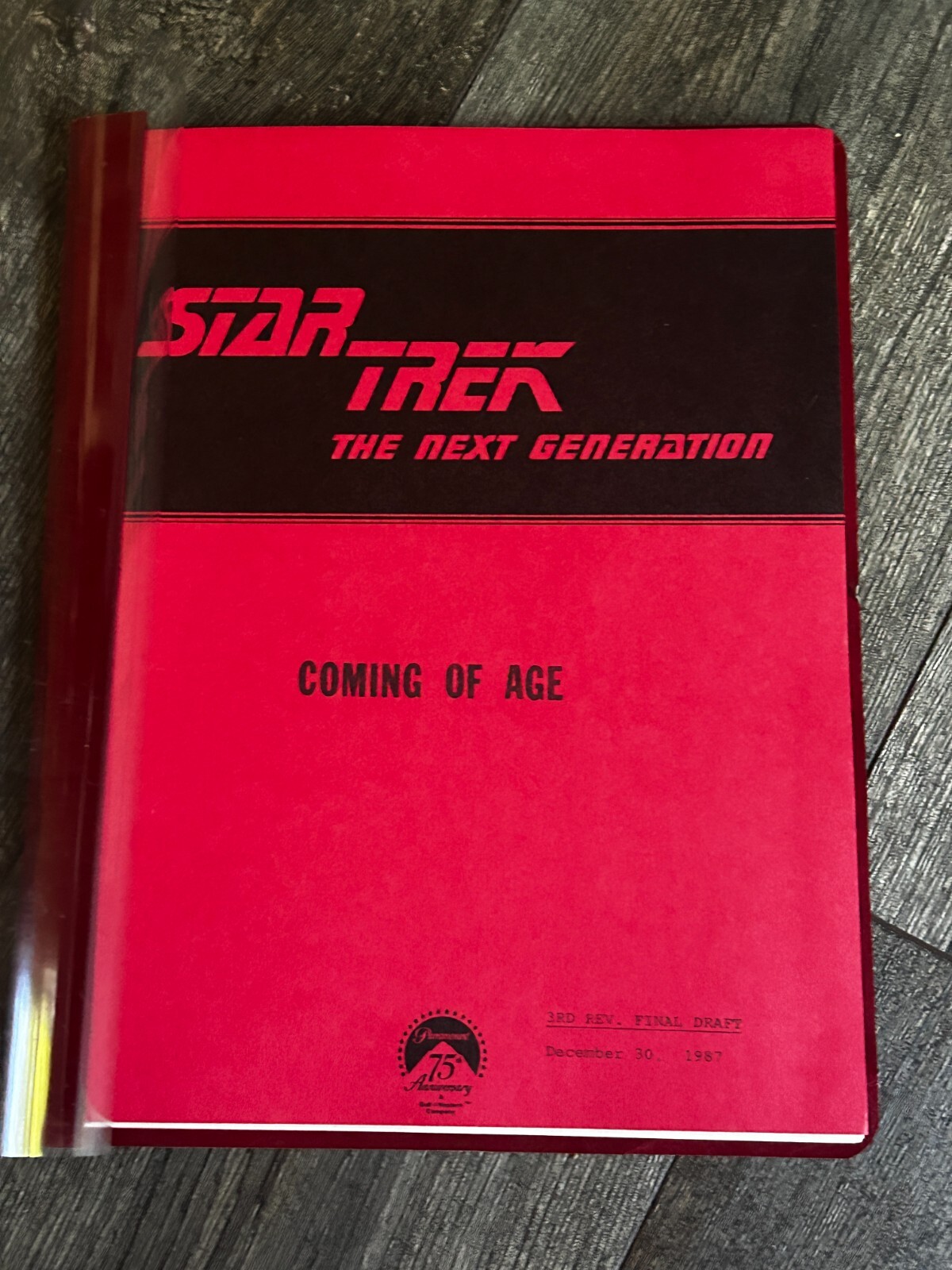 STAR TREK Script The Next Generation Coming Of Age 3rd Revision Final Draft 1987